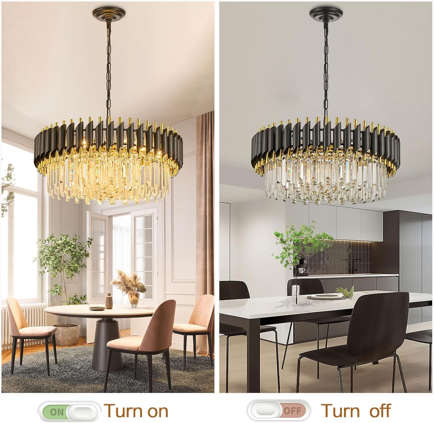 Modern Black Gold Crystal Chandelier 23