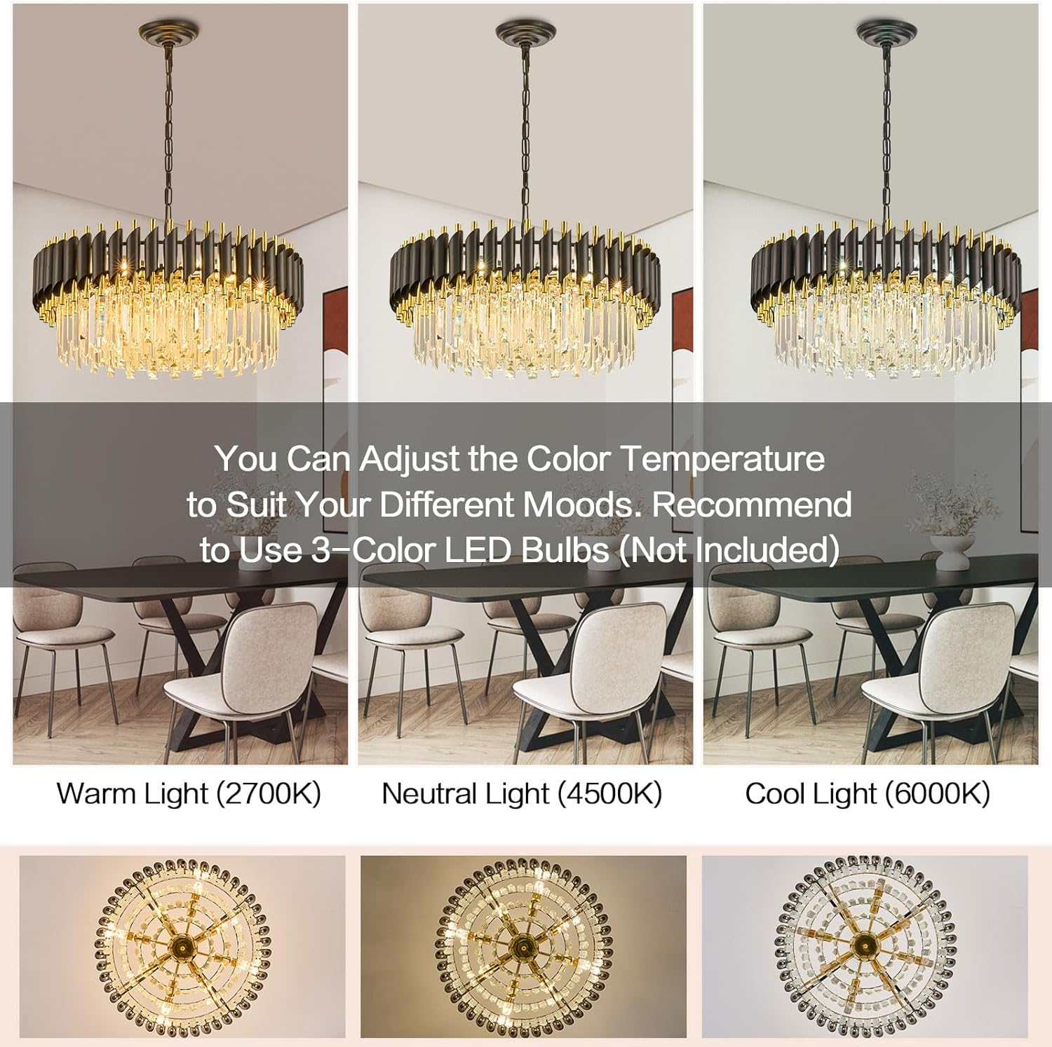 Modern Black Gold Crystal Chandelier 23