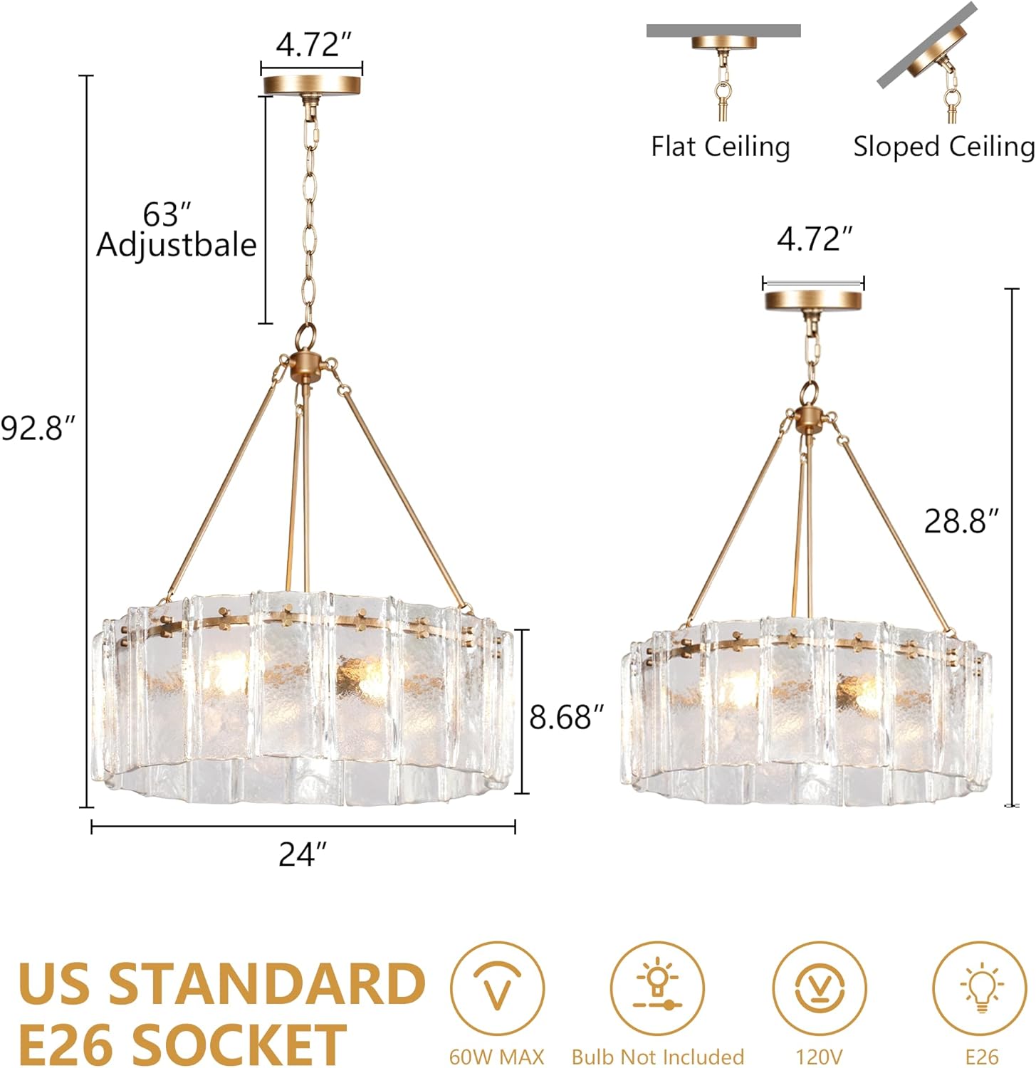 Modern Luxury Textured Glass Chandelier 24