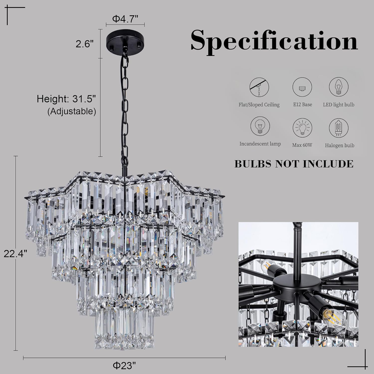 Luxury Octagon Tiered Crystal Chandelier – 23
