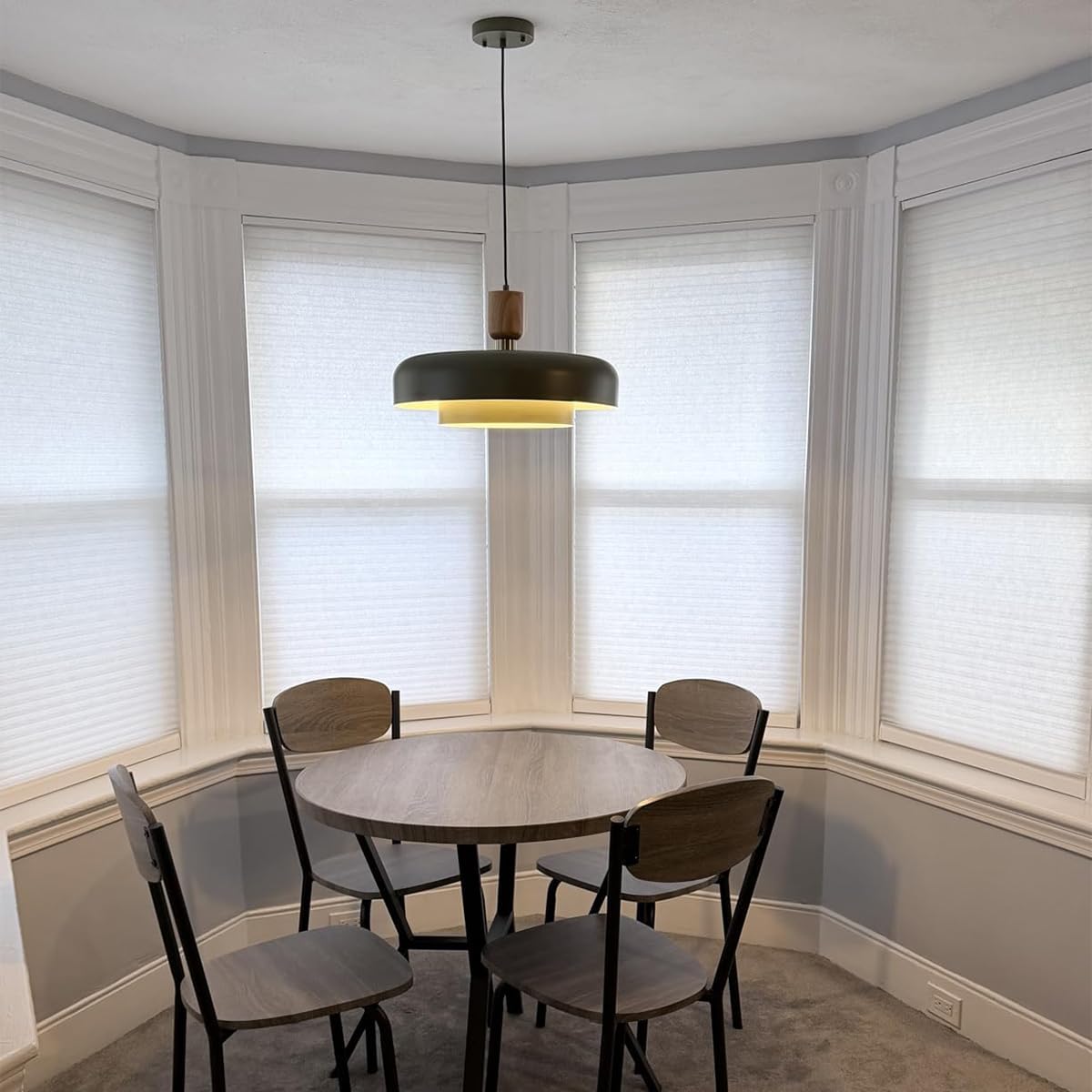 Modern Matte Green Pendant Light with Wood and Gold Accent - Adjustable E26 LED Lamp