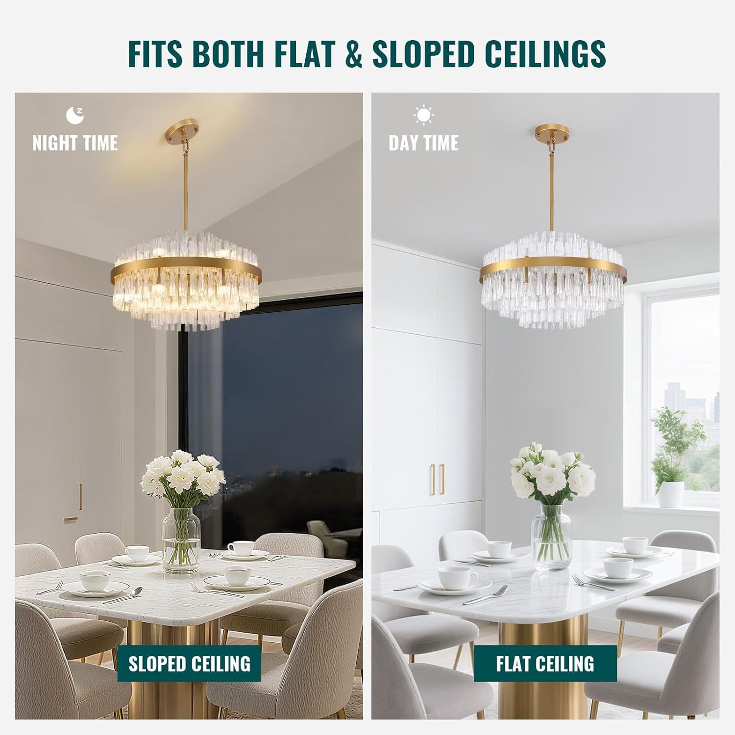 Luxury Gold Round Crystal Chandelier - 23.6