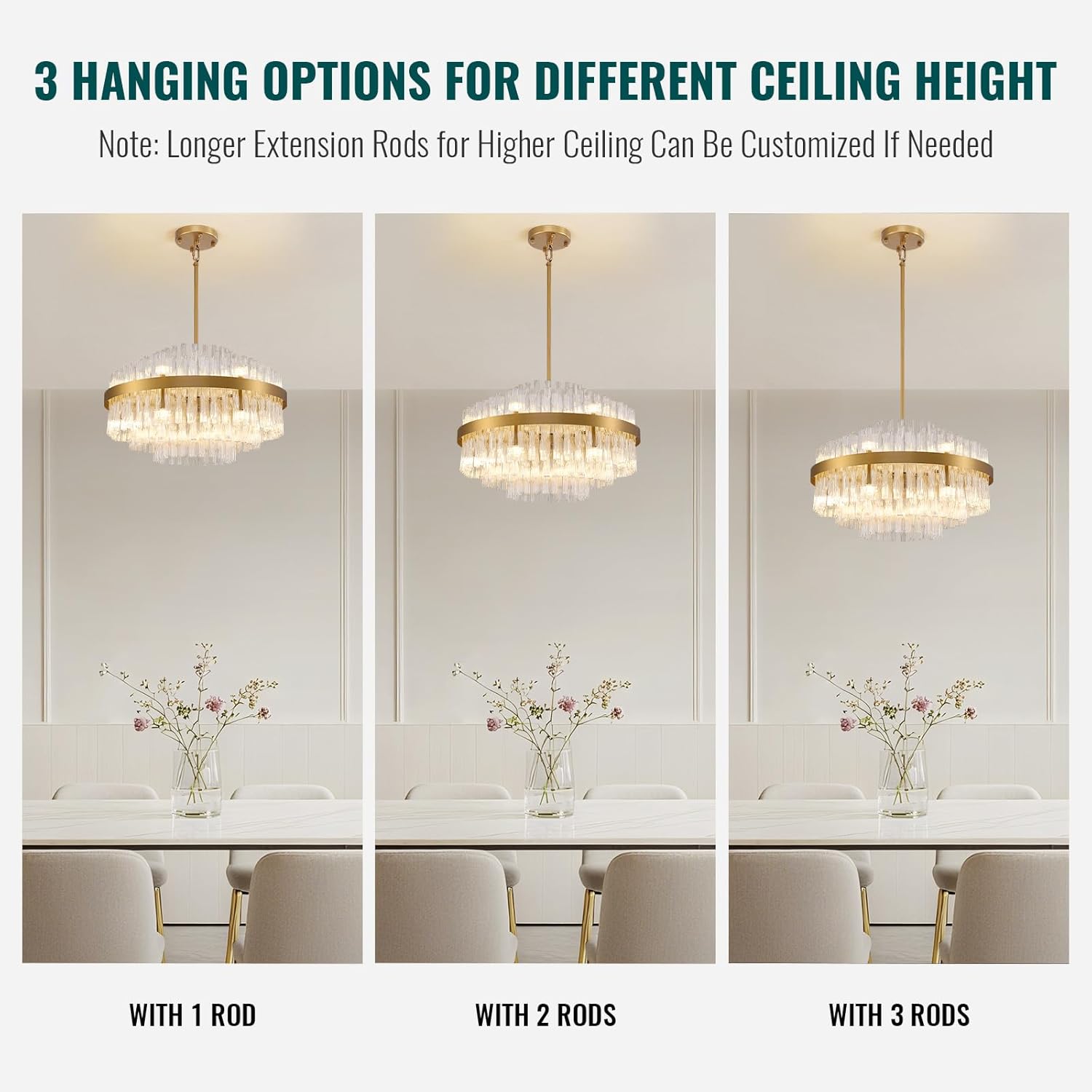 Luxury Gold Round Crystal Chandelier - 23.6