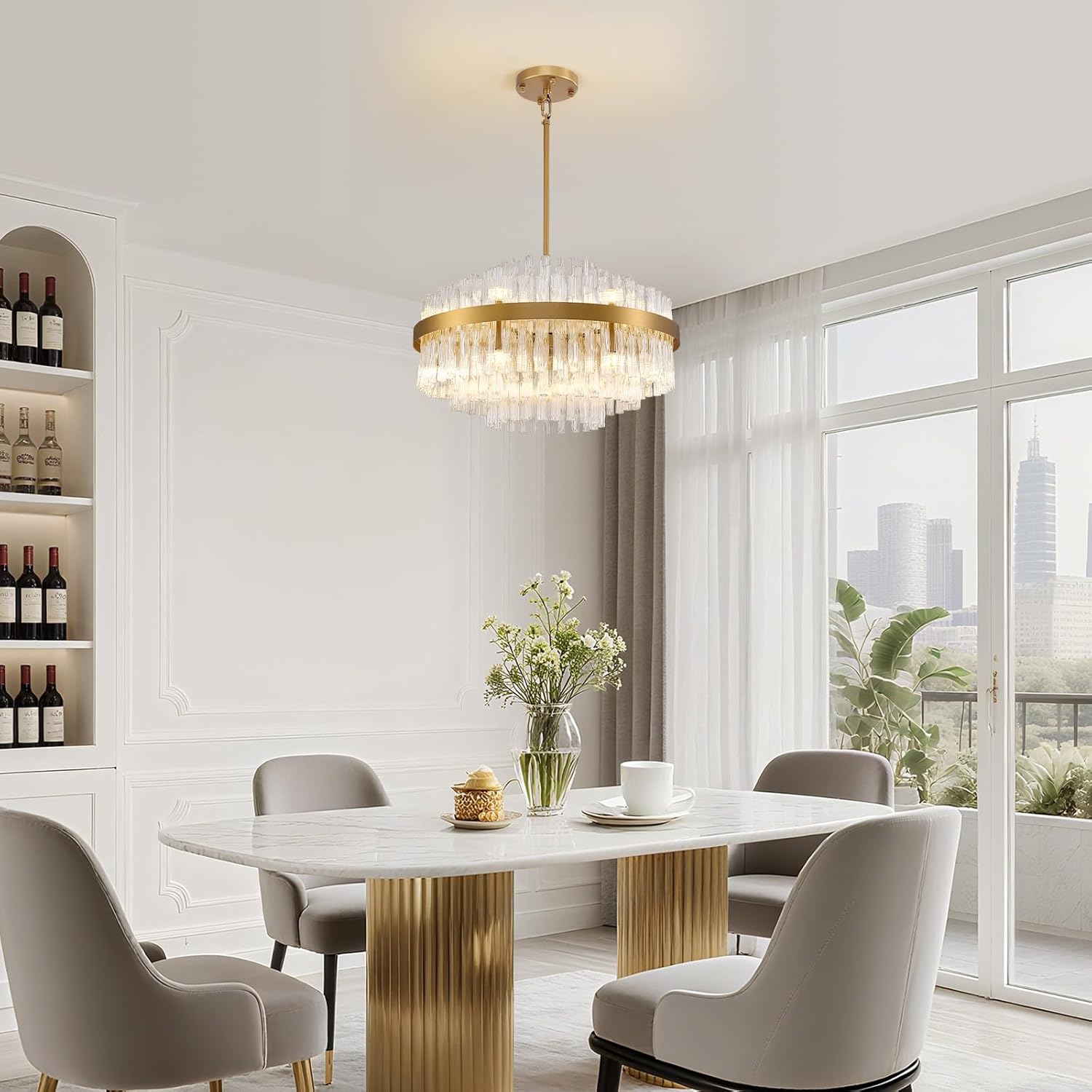 Luxury Gold Round Crystal Chandelier - 23.6