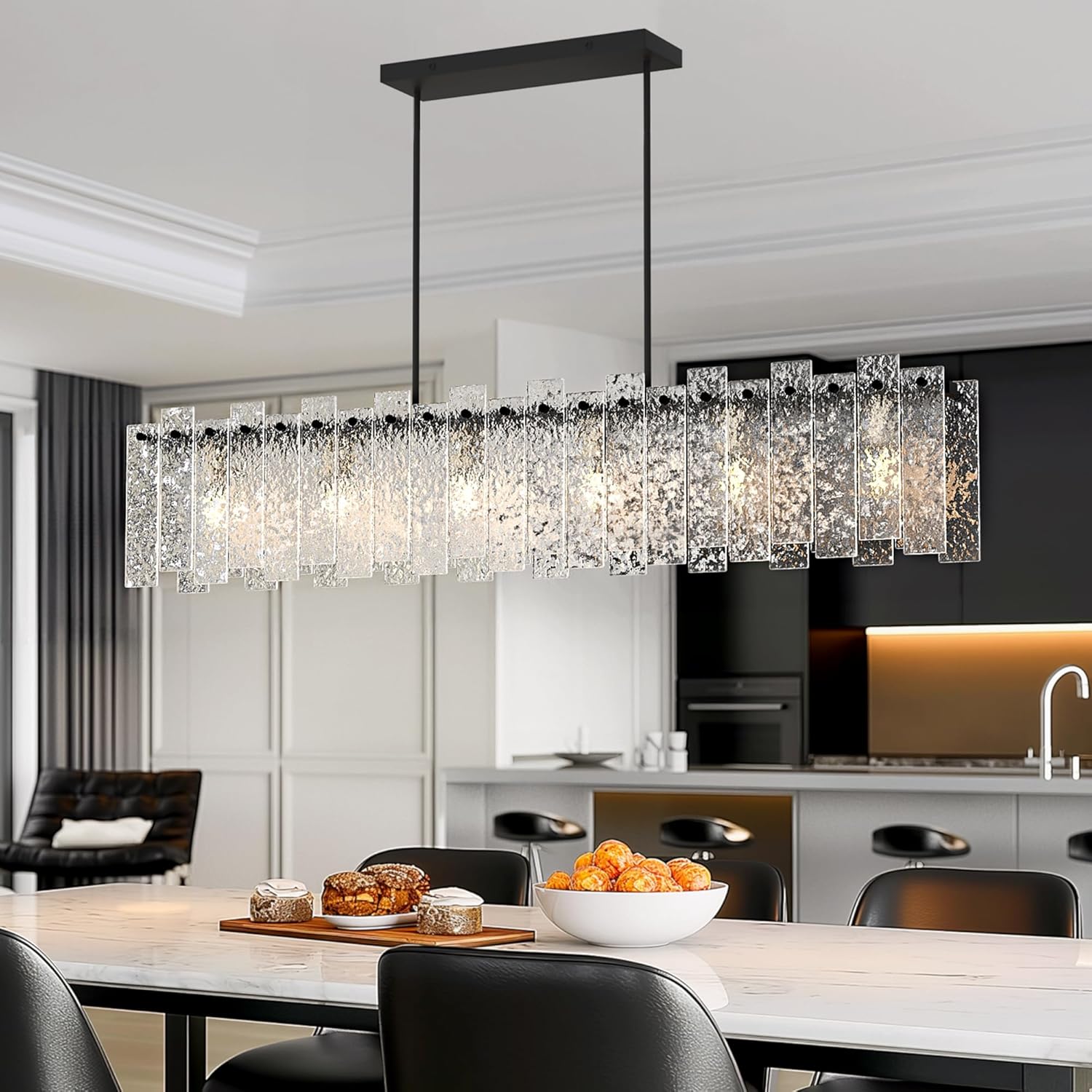 Modern Linear Water Ripple Glass Chandelier – 47.6