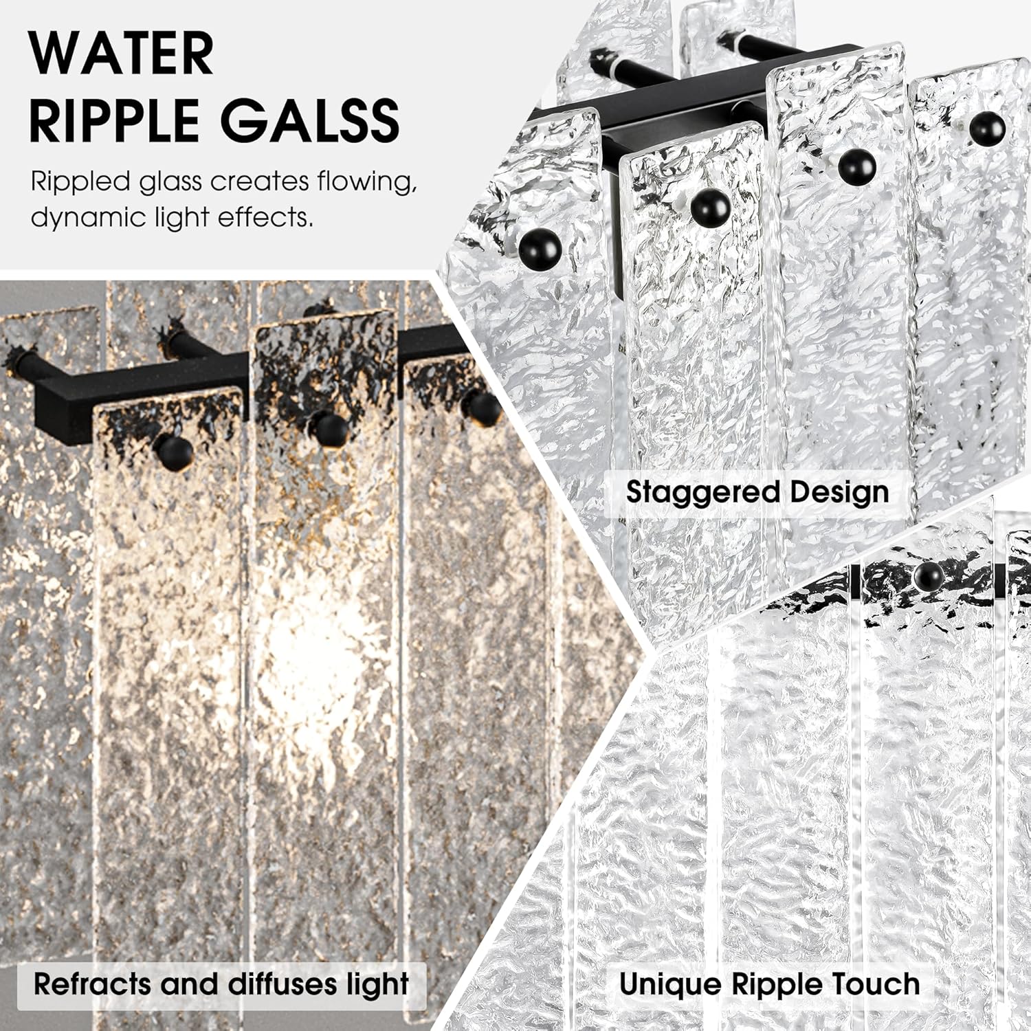 Modern Linear Water Ripple Glass Chandelier – 47.6