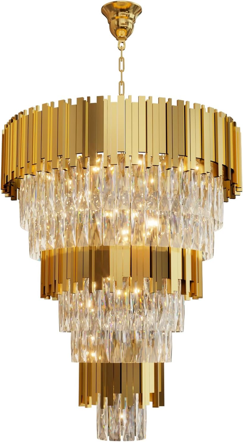Modern Luxury Gold Tiered Crystal Chandelier – 24
