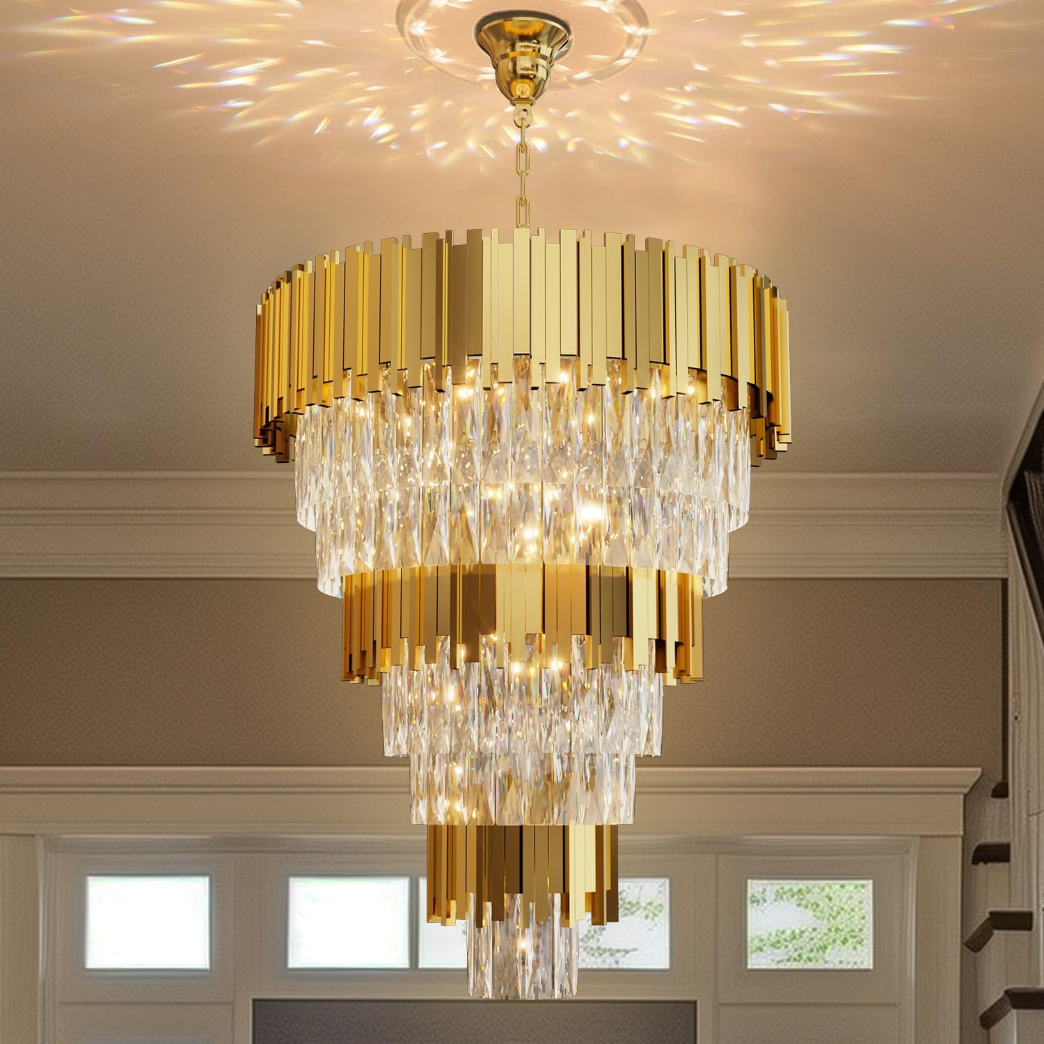 Modern Luxury Gold Tiered Crystal Chandelier – 24