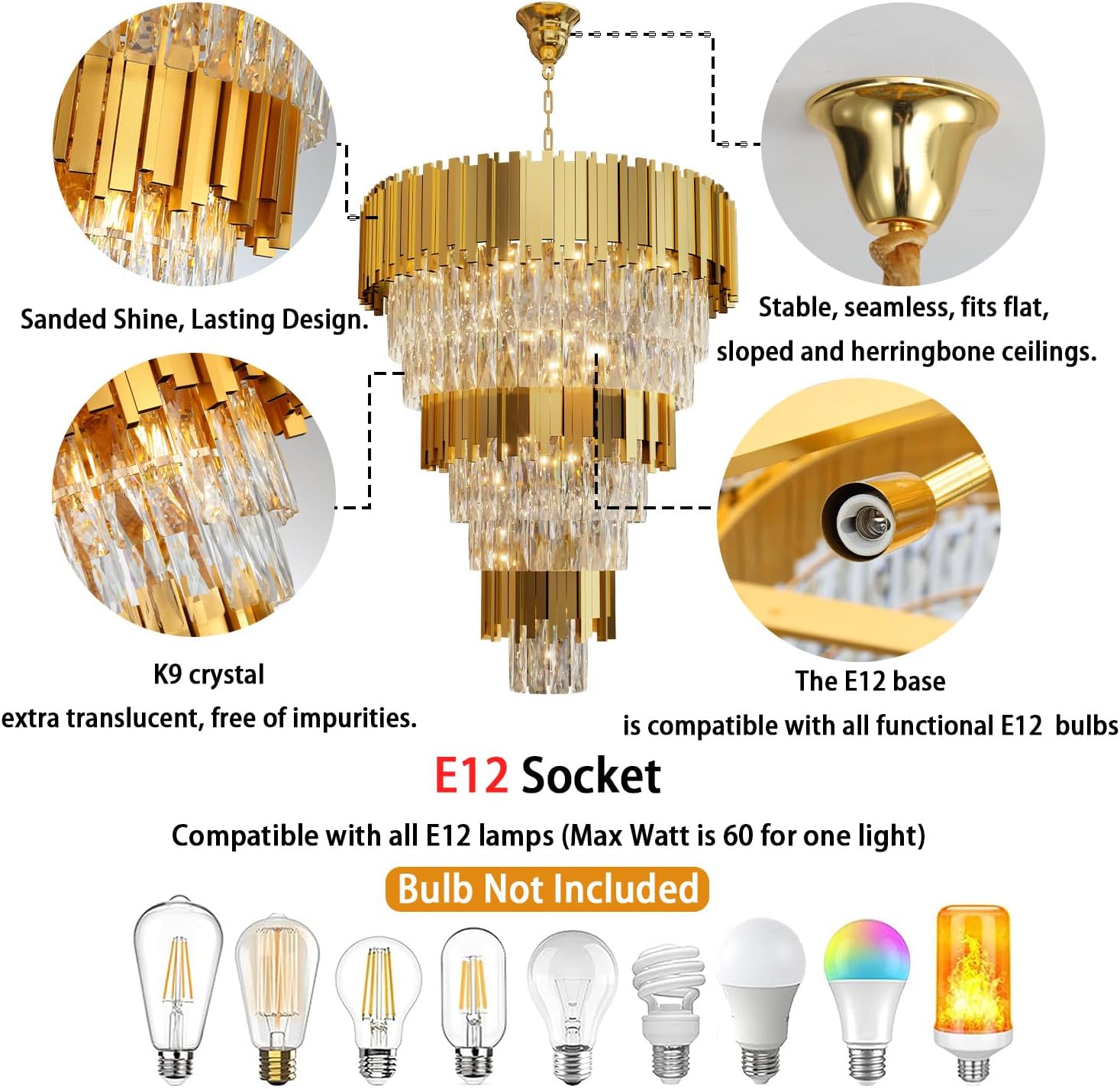 Modern Luxury Gold Tiered Crystal Chandelier – 24