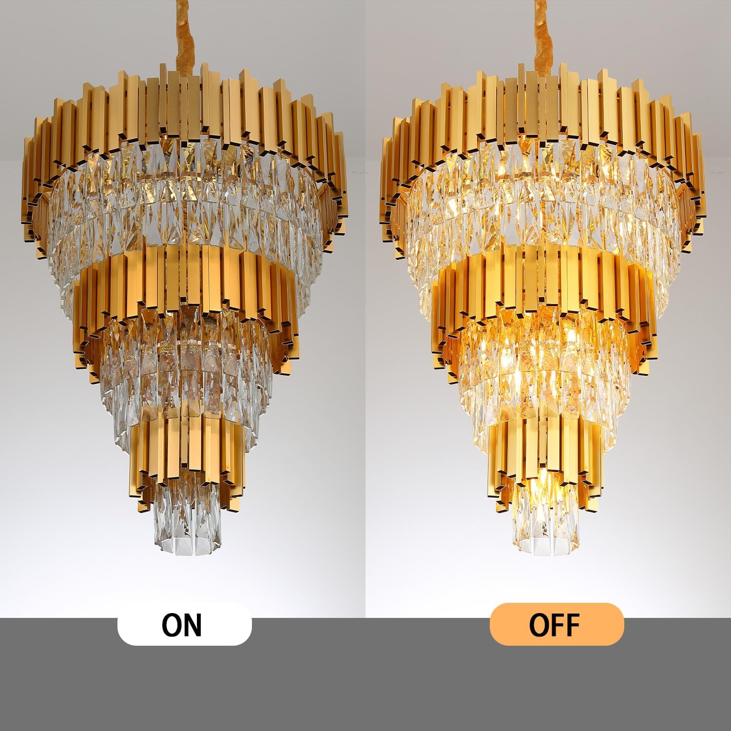 Modern Luxury Gold Tiered Crystal Chandelier – 24