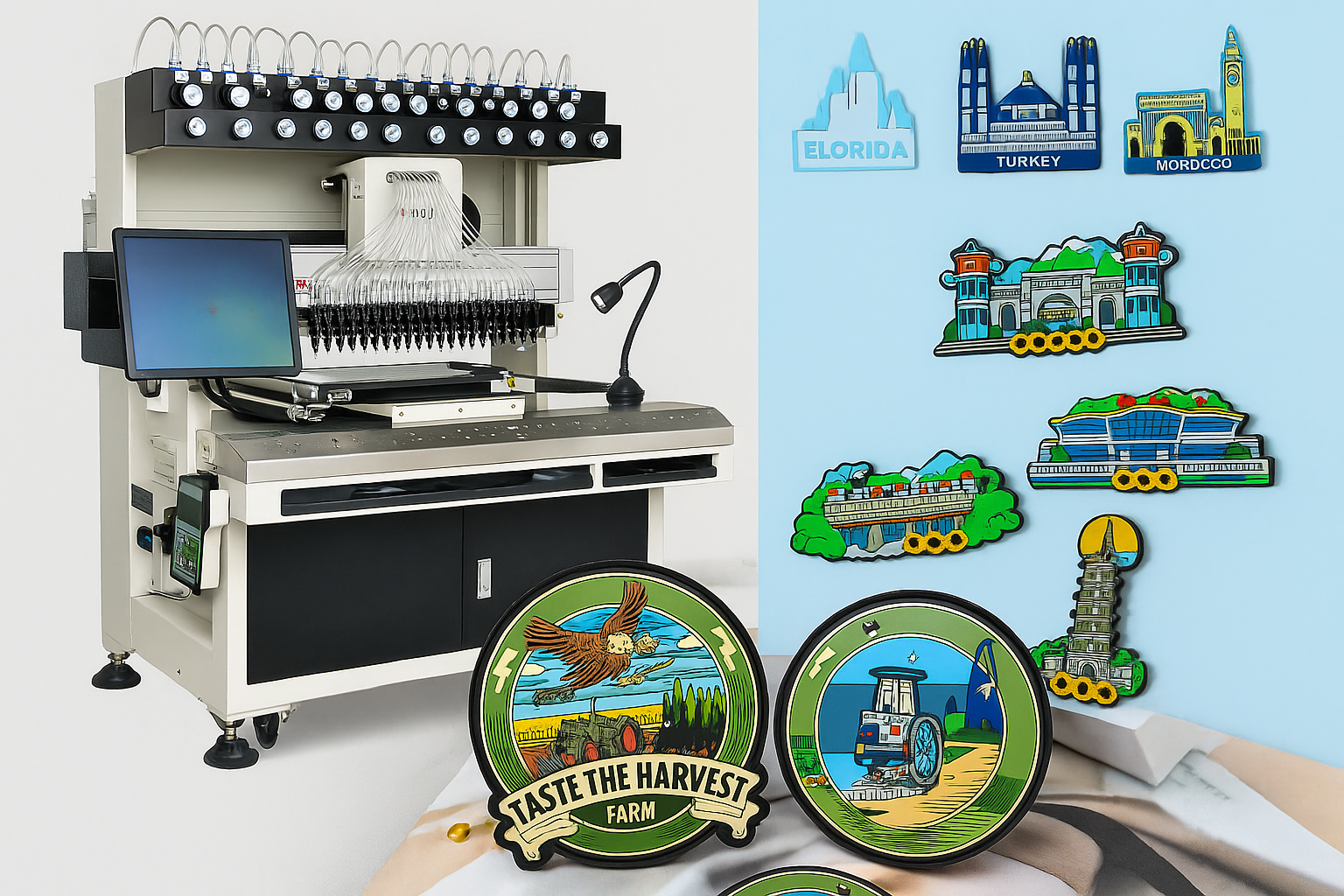 AI Software Rubber Logo Making Machine for Luggage Tags Logo PatchesMorale PatchesKey chain PatchesCoastersBag AccessoriesFootwear AccessoriesBar mats