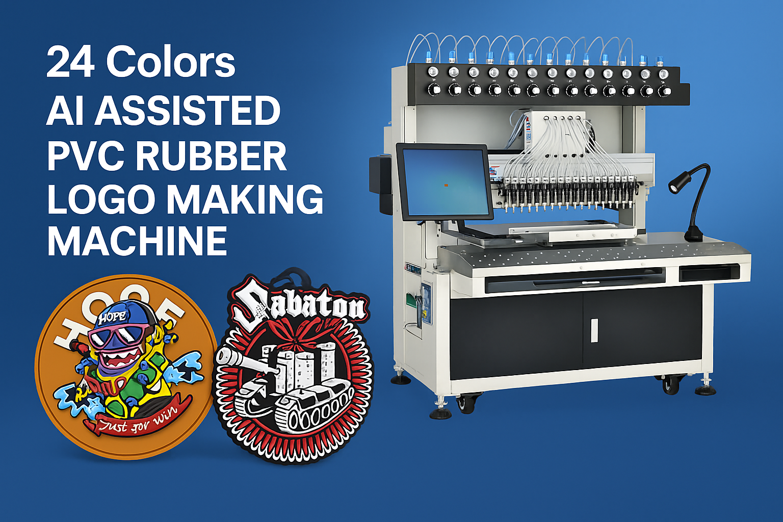24 colors AI assisted PVC rubber Logo Making Machine for soft pvc patch