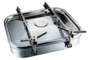 Square horizontal double lock manhole