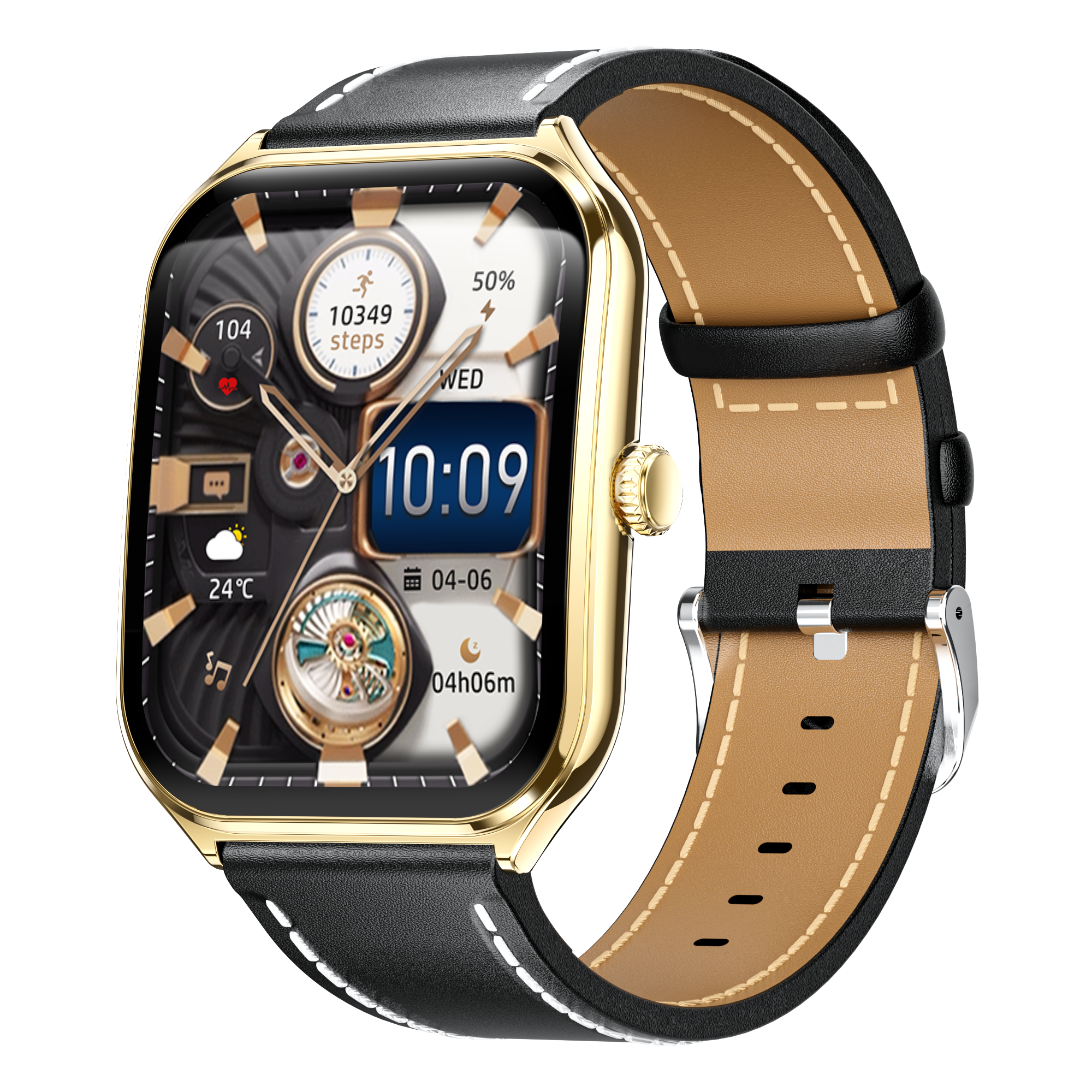 Luxury Men’s Business Smart Watch – 1.95″ AMOLED, Curved Ultra-Thin, Leather Strap, IP68 Waterproof