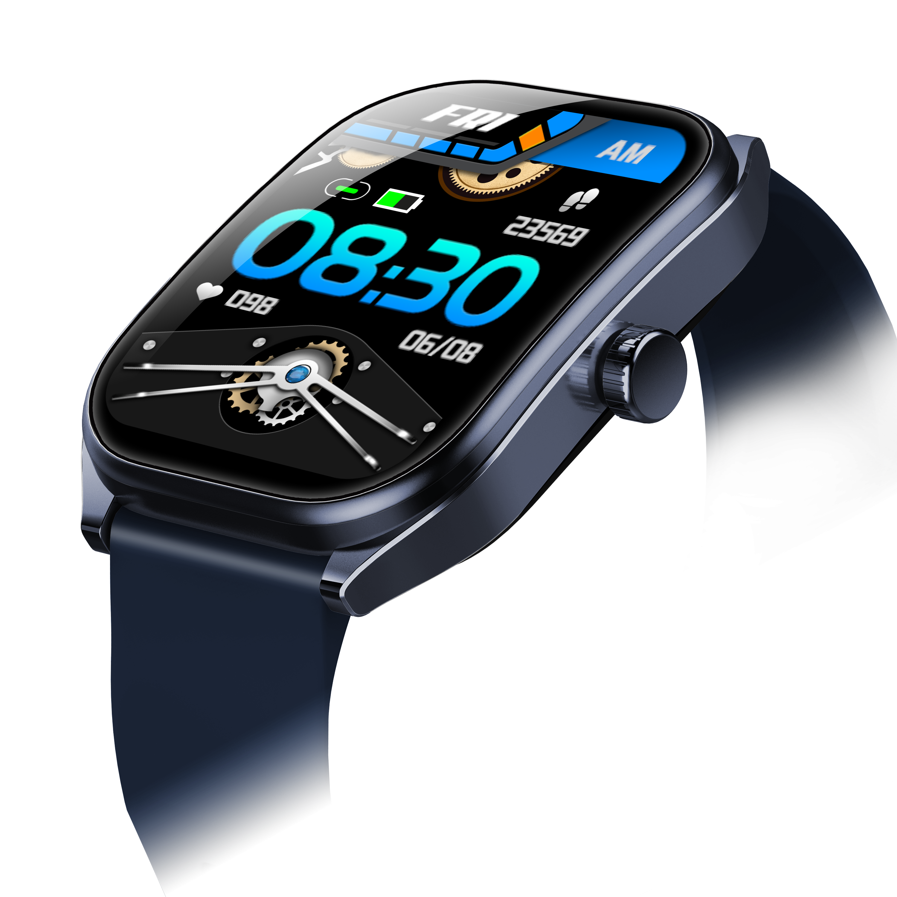 2.01 Inch Curved Screen Smart Watch for Men, IP68 Waterproof, Bluetooth Calling, Rotating Encoder, 300mAh Battery