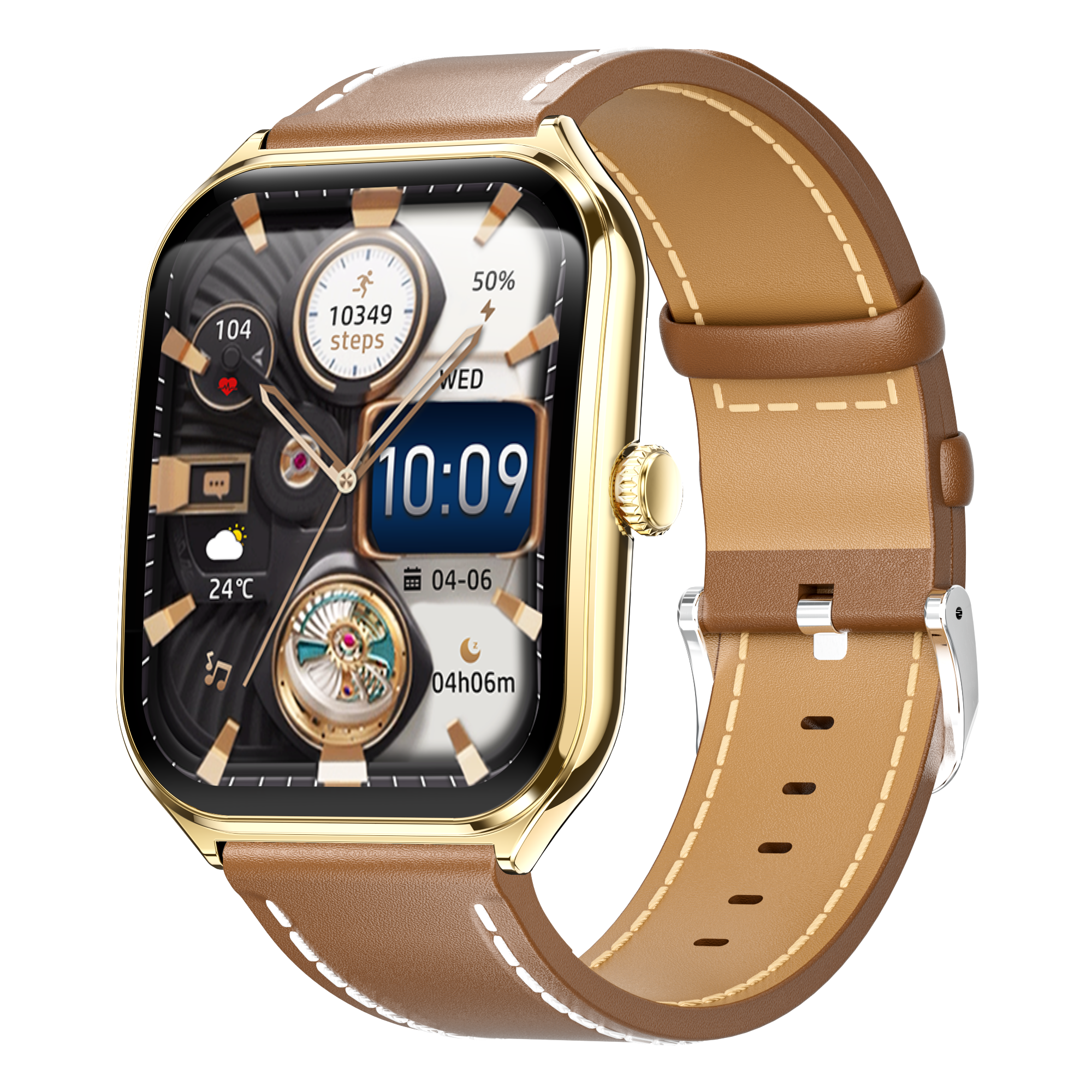 Luxury Men’s Business Smart Watch – 1.95″ AMOLED, Curved Ultra-Thin, Leather Strap, IP68 Waterproof