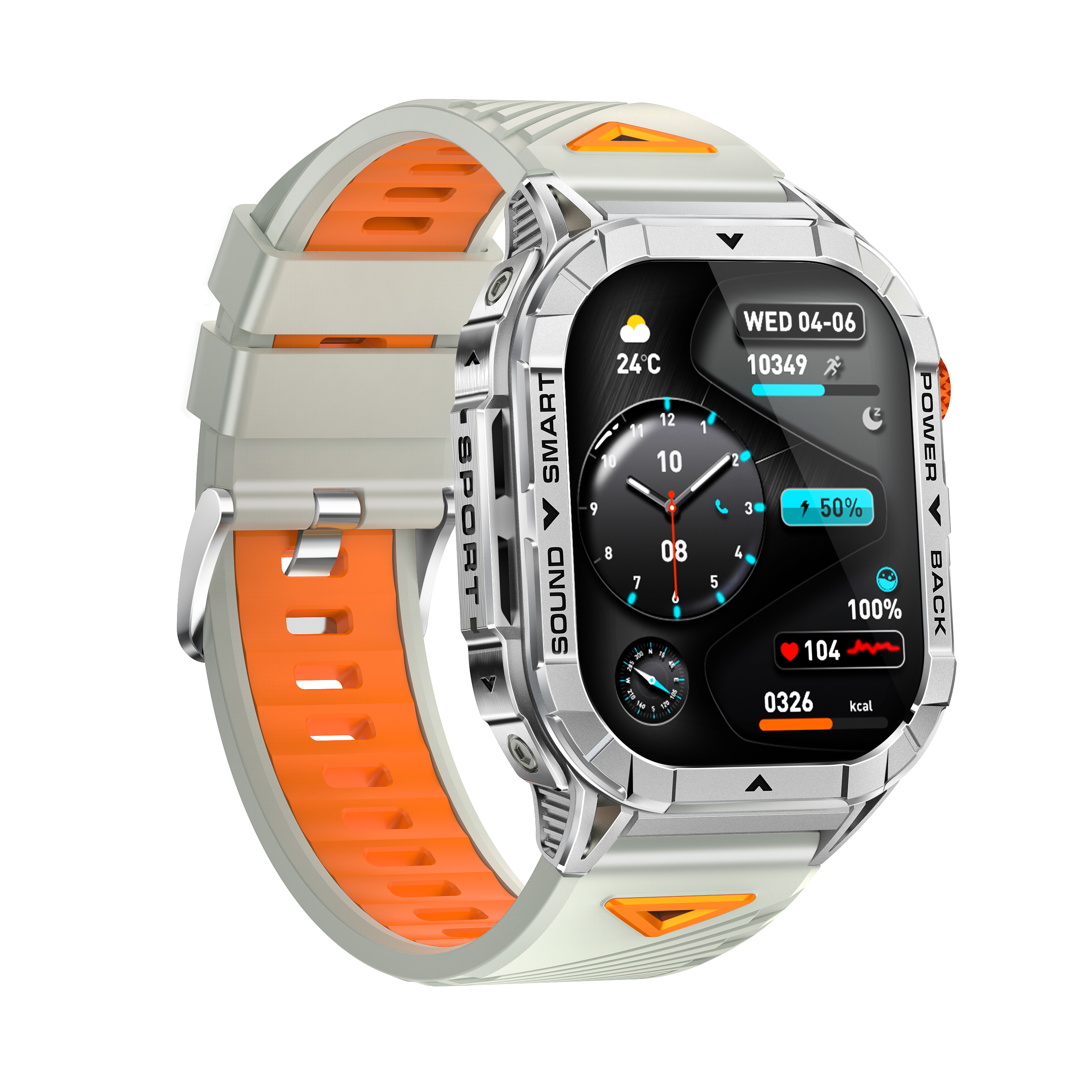 2.13'' Rugged Outdoor AMOLED Smartwatch for Men with Call, Flashlight, Health Monitor, 100+ Sports Modes