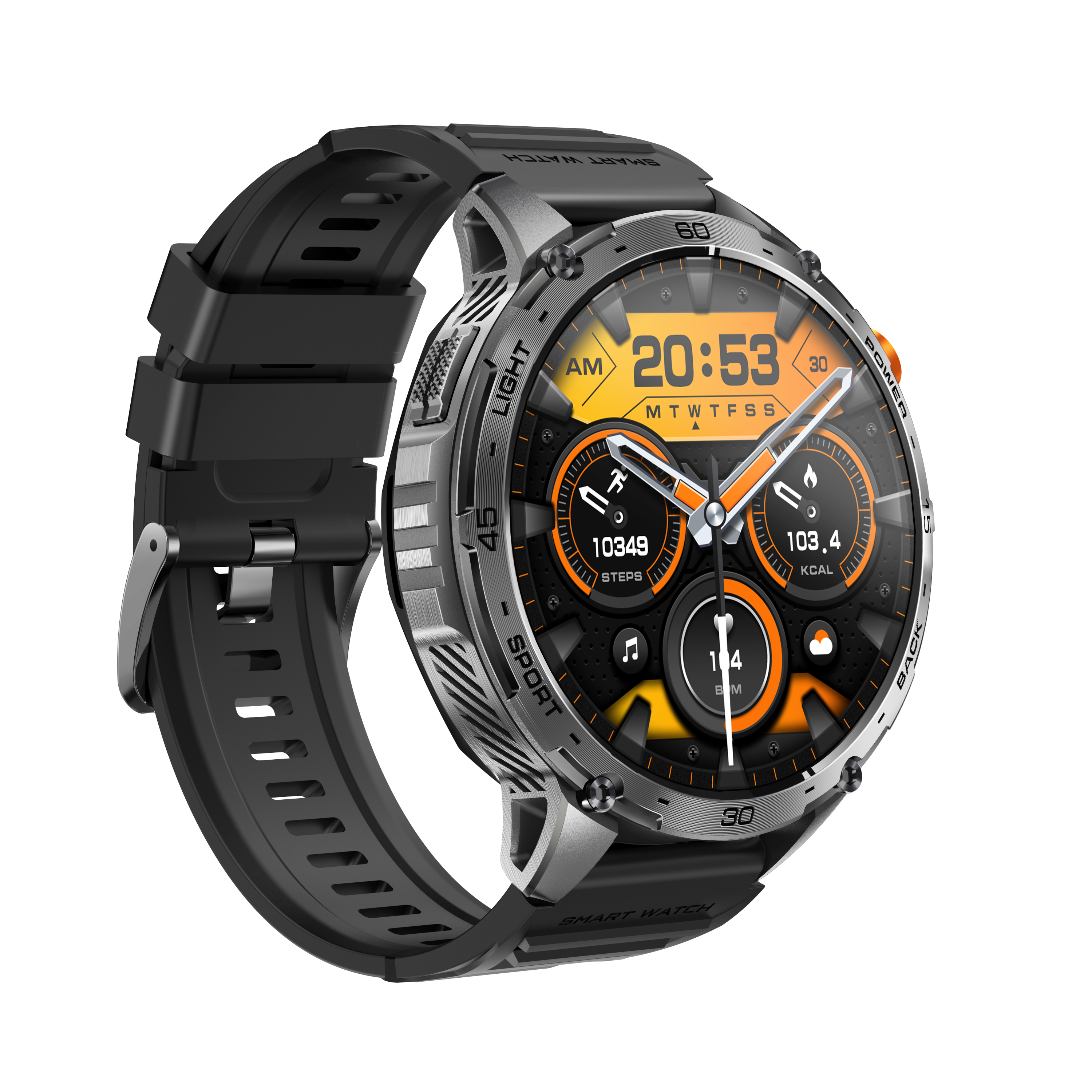 Outdoor AMOLED Smart Watch for Men with Flashlight, Bluetooth Call, and 100+ Sport Modes