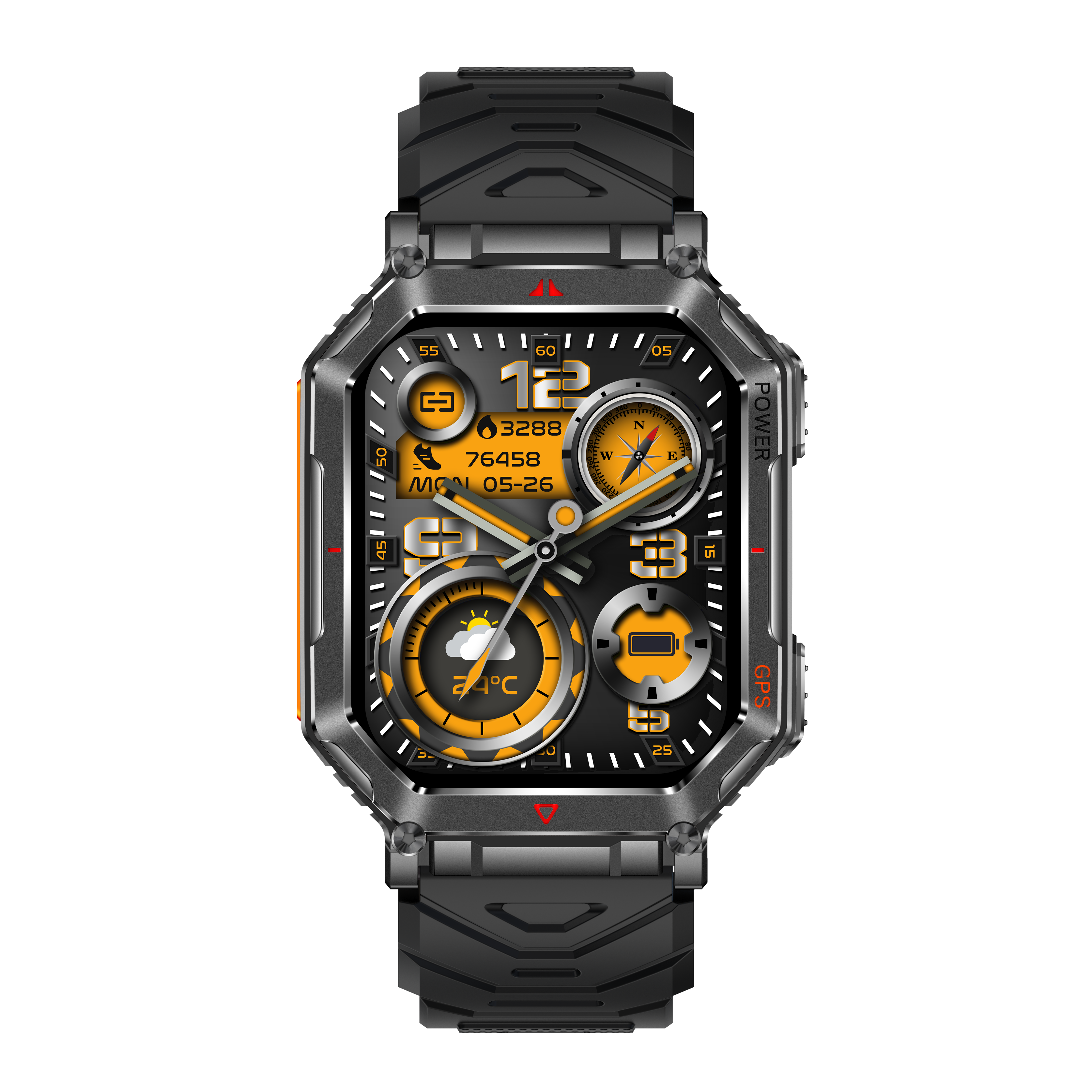 Rugged Outdoor GPS Smartwatch for Men with AI Voice, Flashlight & 107+ Sports Modes
