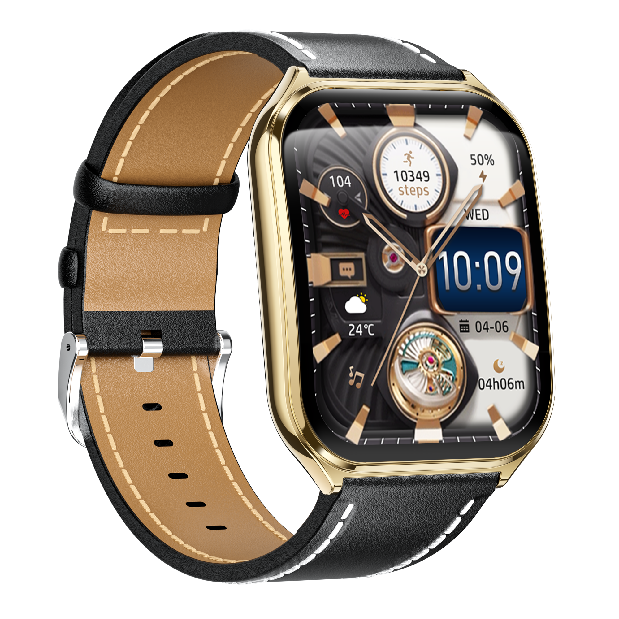 Luxury Men’s Business Smart Watch – 1.95″ AMOLED, Curved Ultra-Thin, Leather Strap, IP68 Waterproof