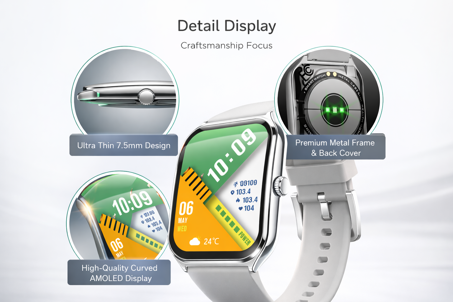 Morrison IP68 Waterproof Fashion Sports Elegant Luxury Smart Watch 1.96'' AMOLED Bluetooth Call