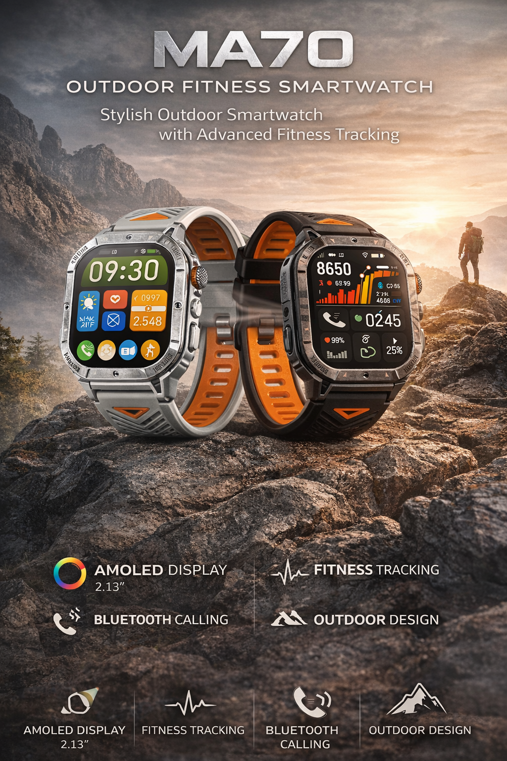 Morrison Men's Outdoor AMOLED Smart Watch 2.13
