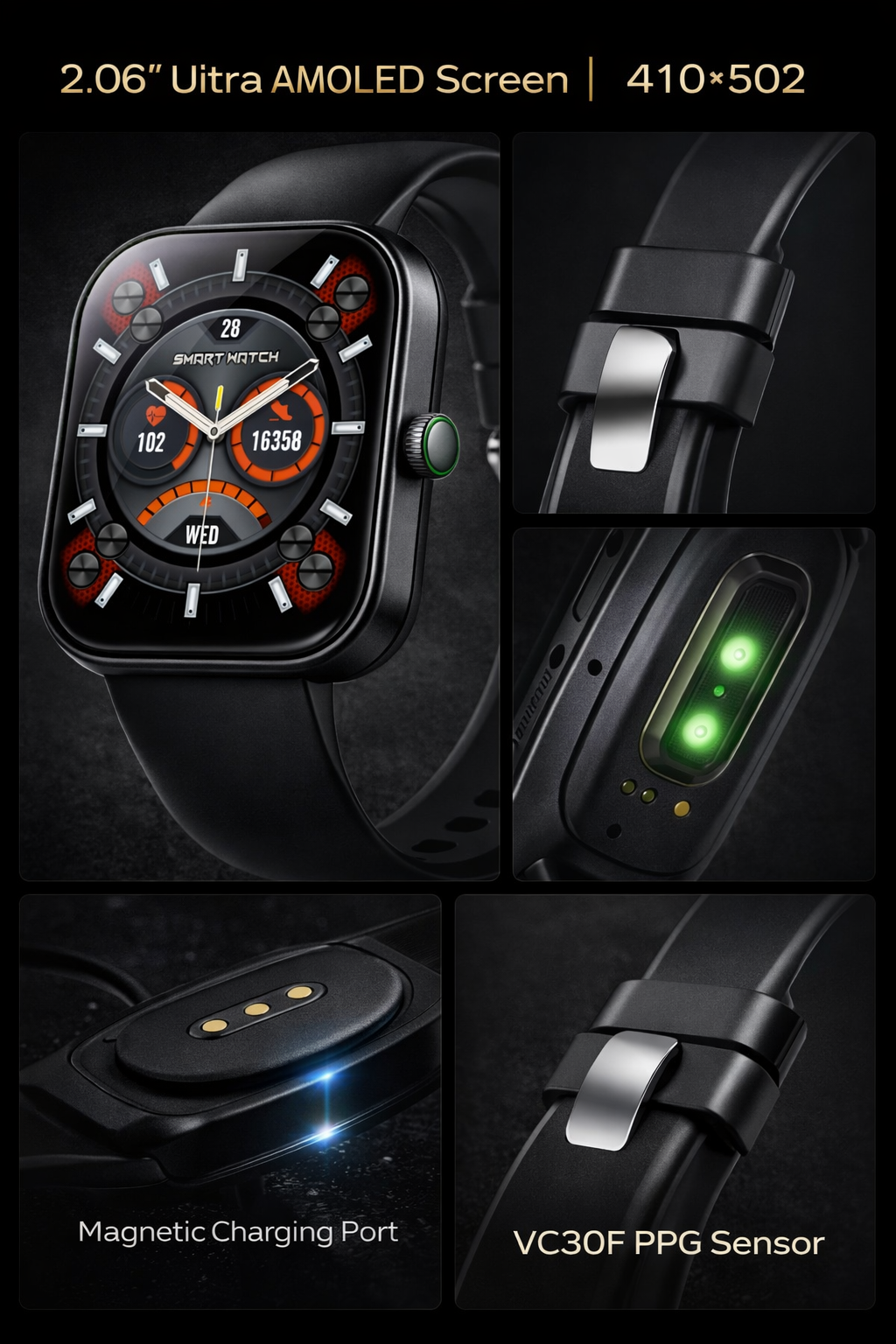 Morrison Luxury IP68 Waterproof Fashion Sports Smart Watch AMOLED Bluetooth Call