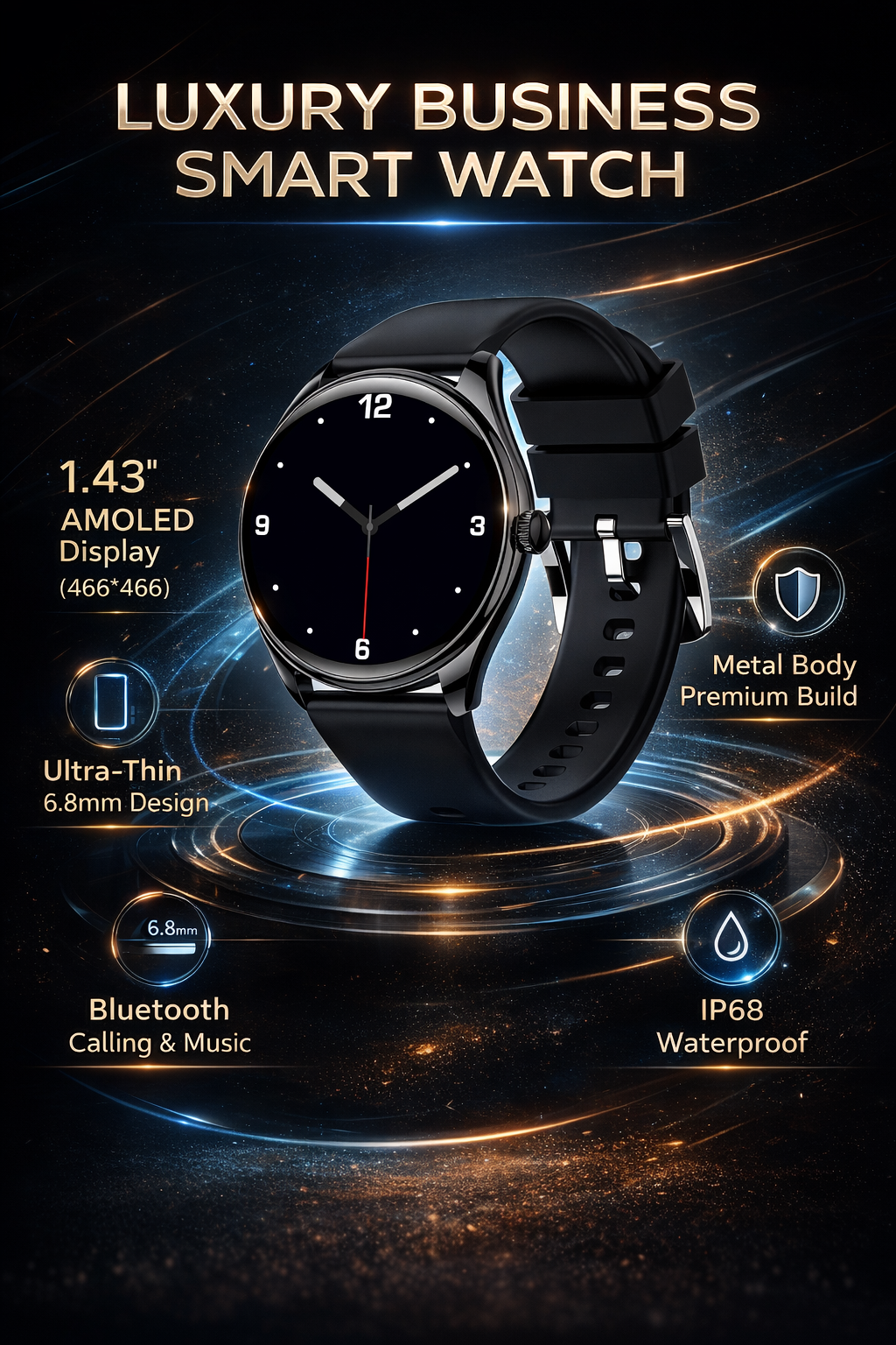 Morrison Luxury Men's Business Casual Smart Watch 1.43