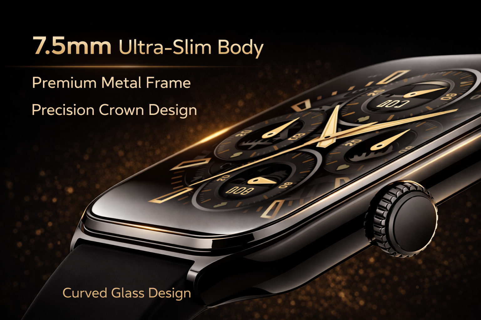 Morrison Curved AMOLED Smart Watch for Men 1.96'' HD Display Bluetooth Call Ultra Thin Metal Case