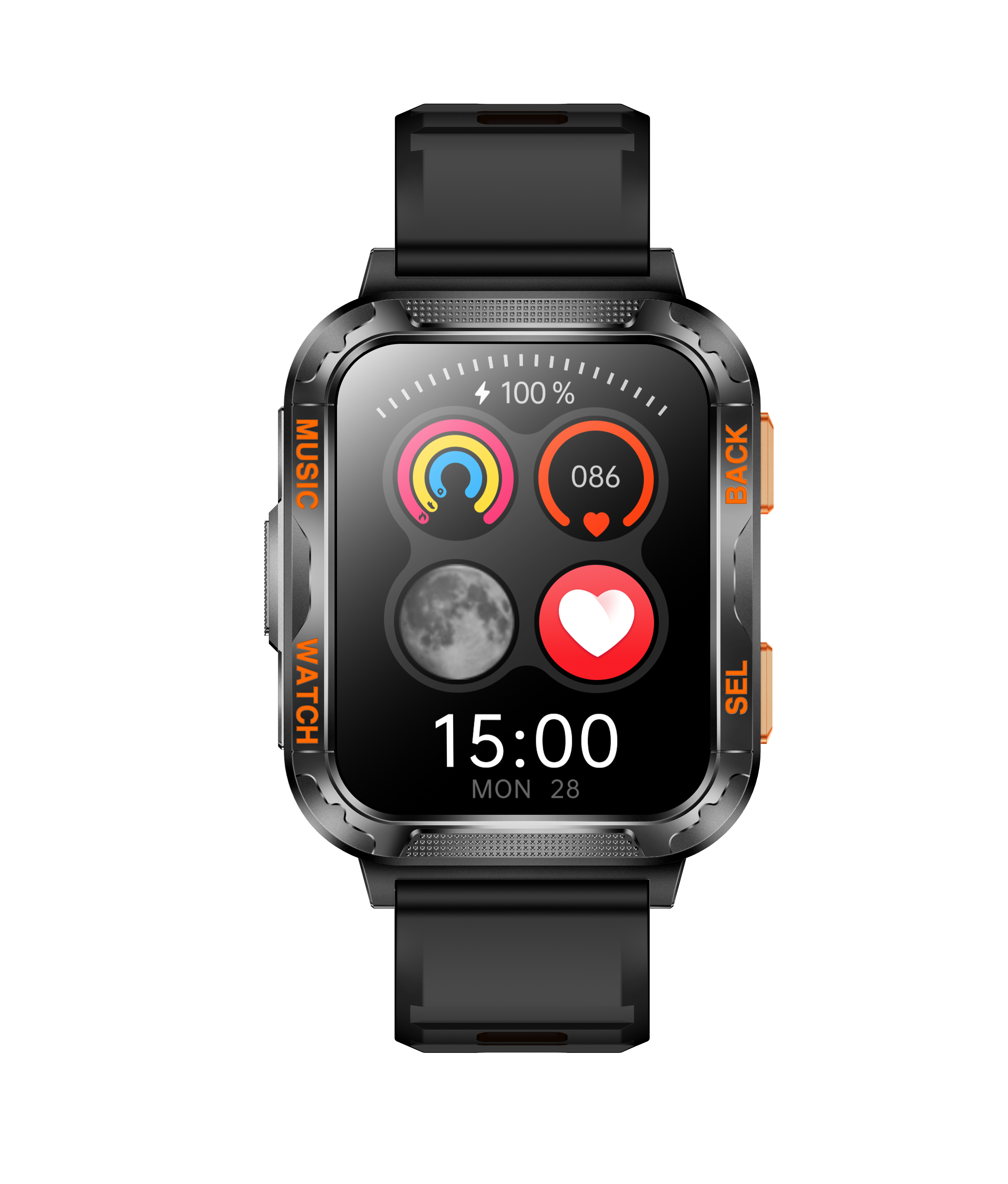 Outdoor Smart Music Watch with Flashlight & Fitness Tracker - Waterproof, Large Screen