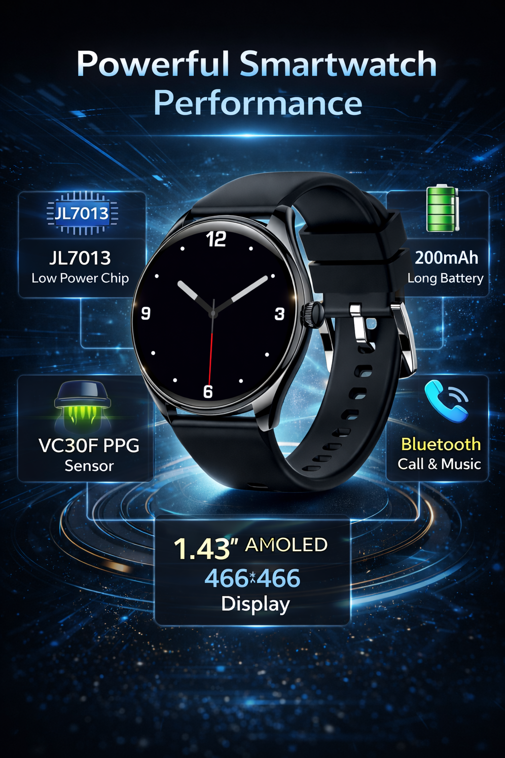 Morrison Luxury Men's Business Casual Smart Watch 1.43