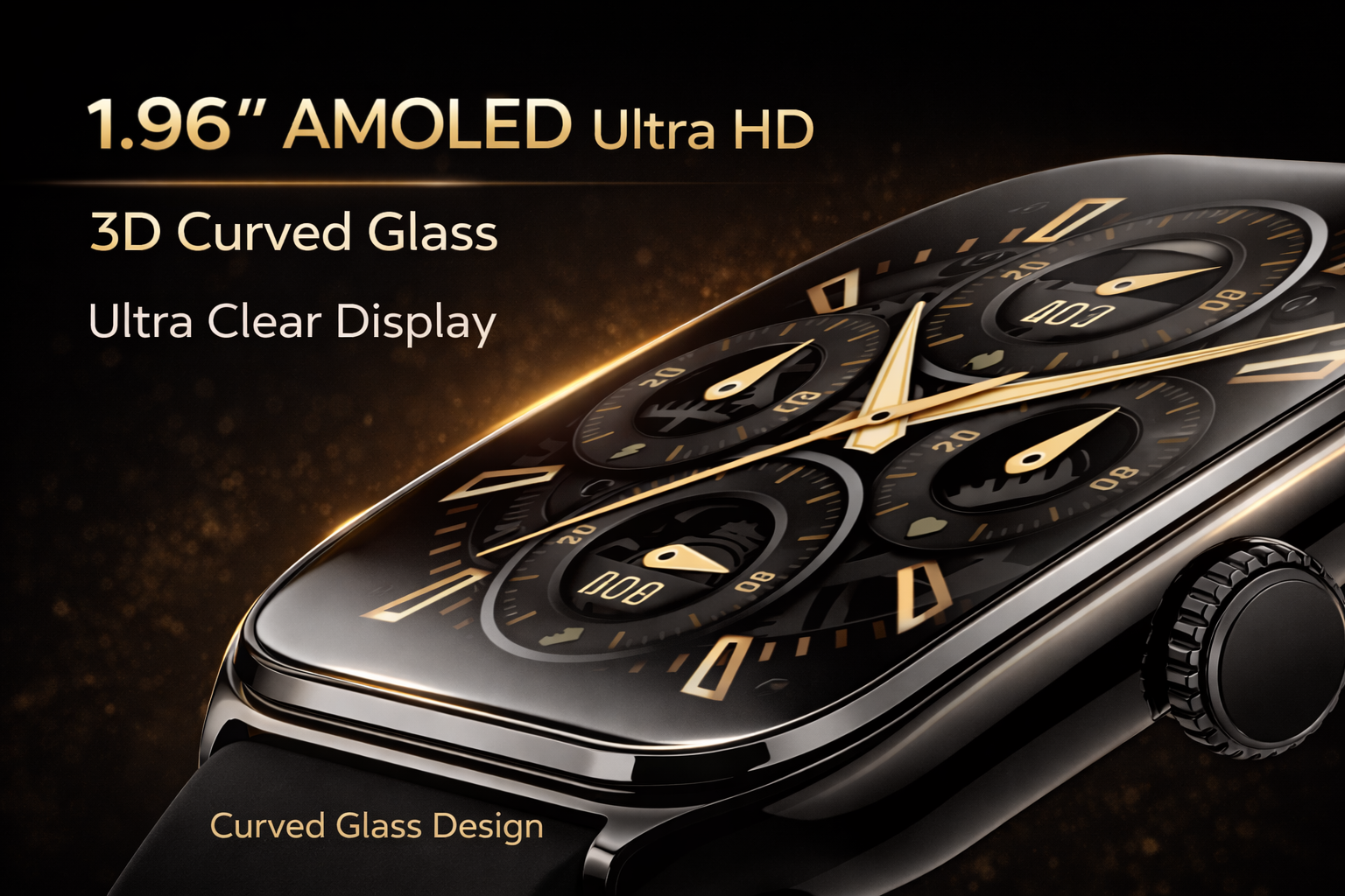 Morrison Curved AMOLED Smart Watch for Men 1.96'' HD Display Bluetooth Call Ultra Thin Metal Case