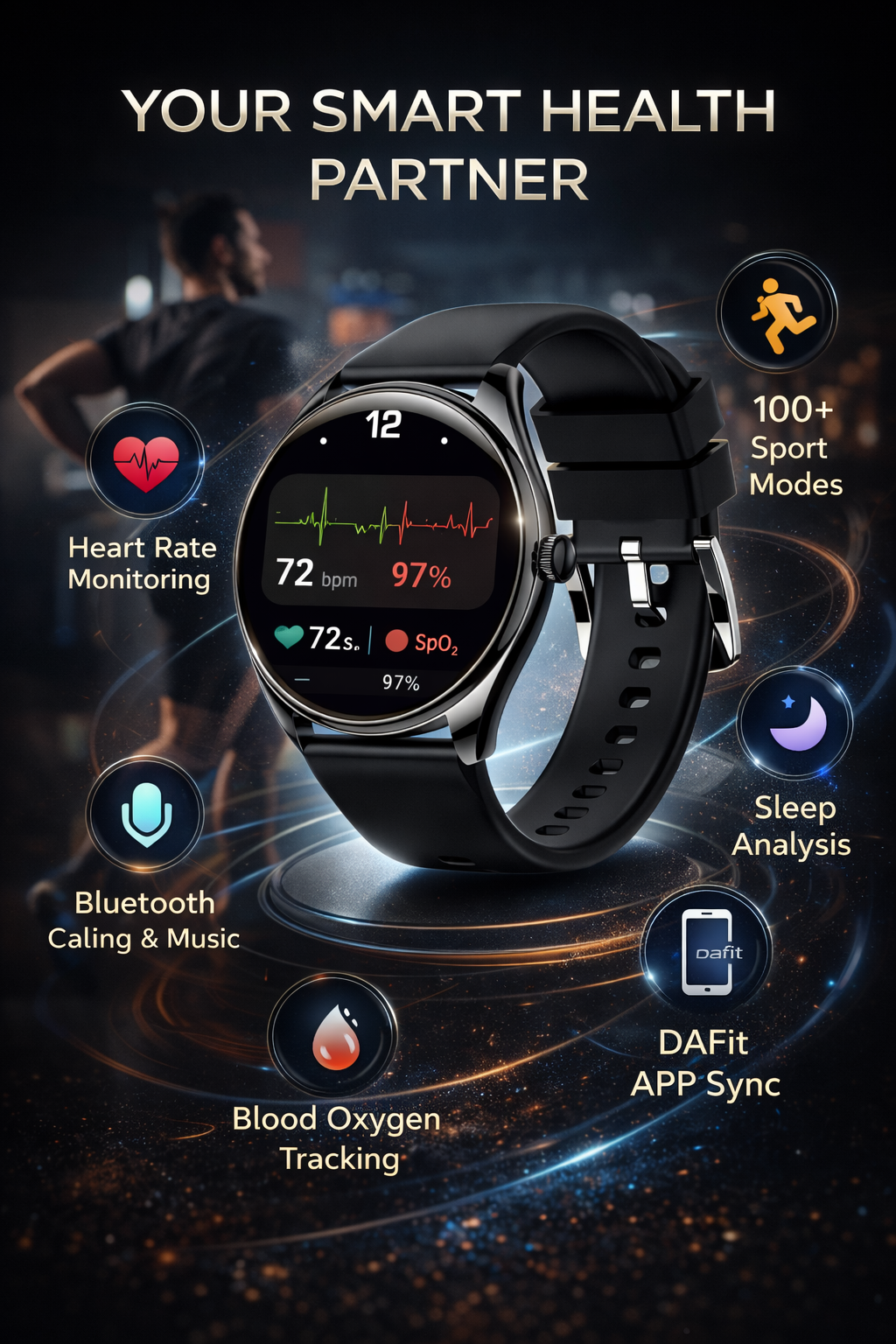 Morrison Luxury Men's Business Casual Smart Watch 1.43