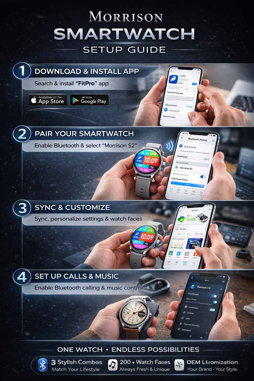 Morrison Luxury IP68 Waterproof Fashion Sports Elegant Smart Watch 1.43