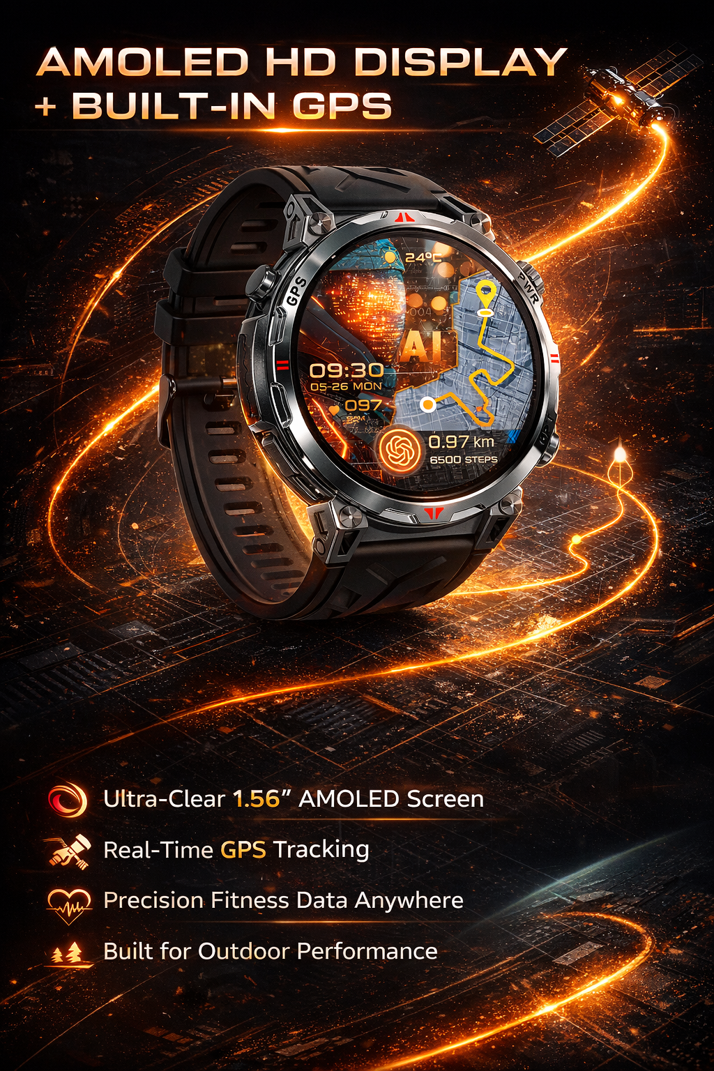 Morrison Men’s Fashion GPS Smart Watch 1.56