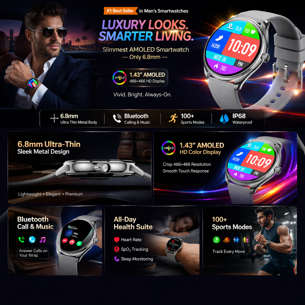 Morrison Luxury IP68 Waterproof Fashion Sports Elegant Smart Watch 1.43