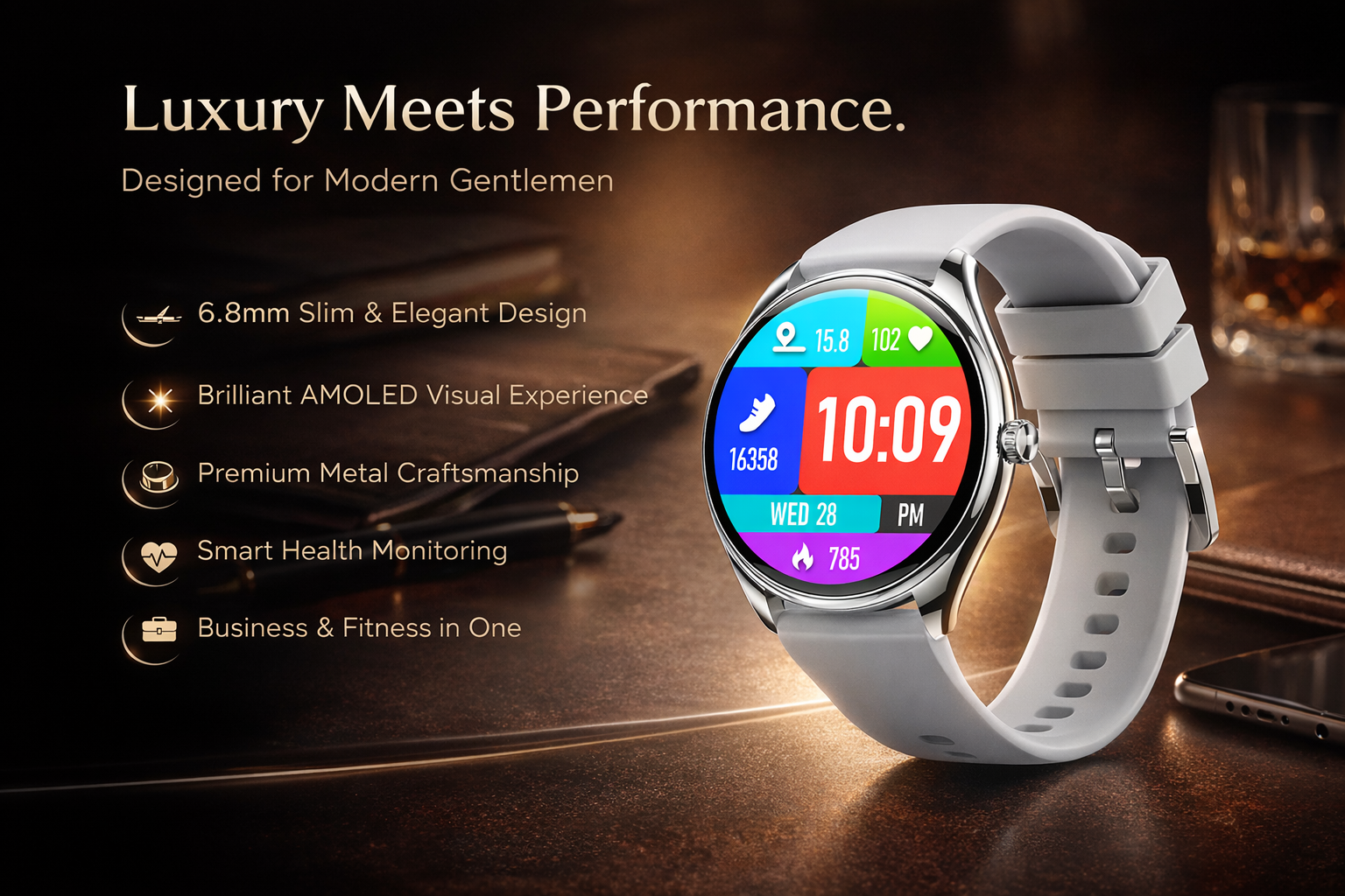 Morrison Luxury IP68 Waterproof Fashion Sports Elegant Smart Watch 1.43
