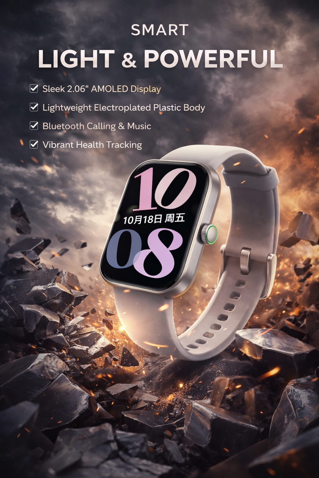 Morrison Luxury AMOLED Smart Watch 2.06'' IP68 Waterproof Bluetooth Call Sports Fitness Watch