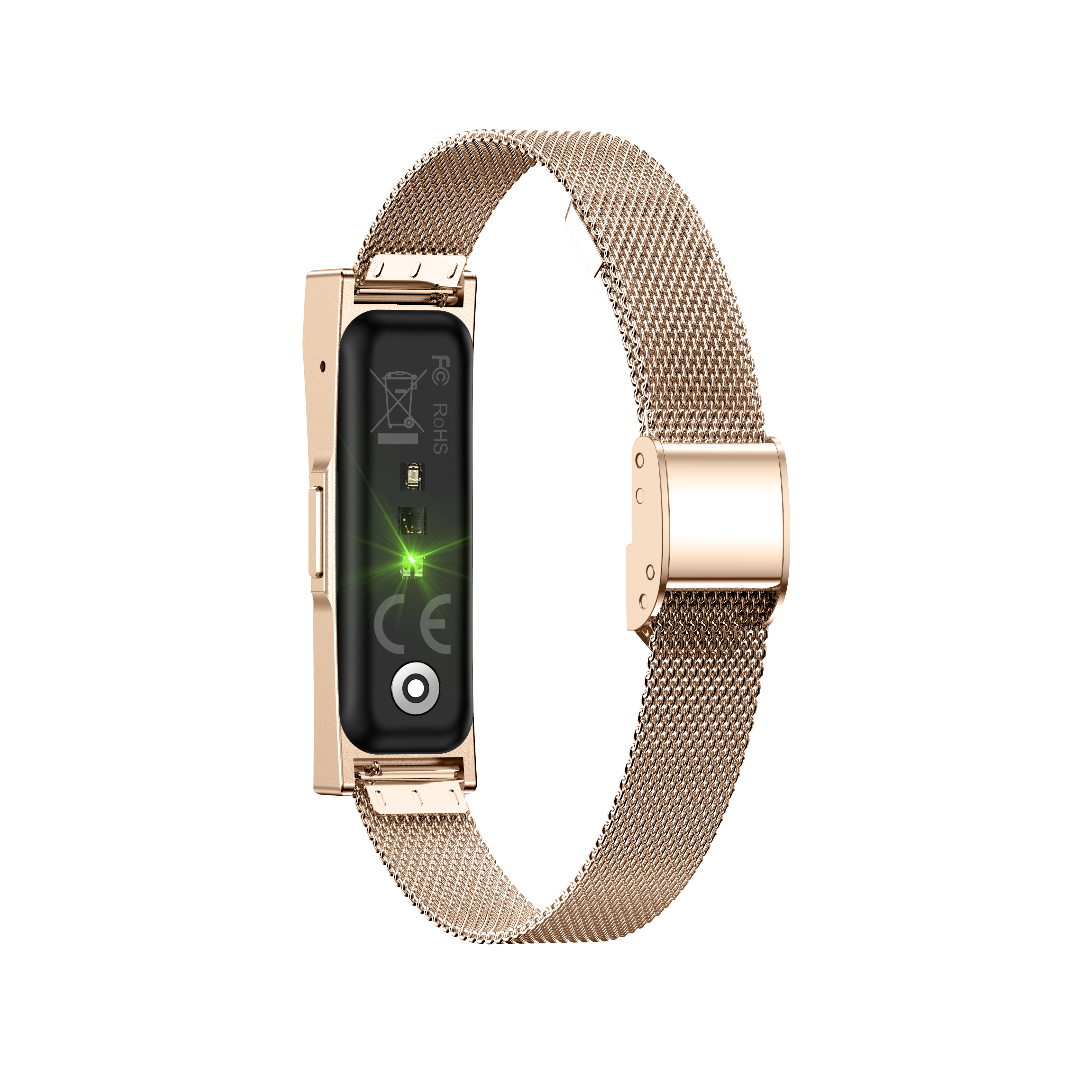 Luxury Women's Smart Bracelet – Rose Gold Alloy Body, Stainless Steel Strap, IP68 Waterproof, 30-Day Standby, Health Tracker