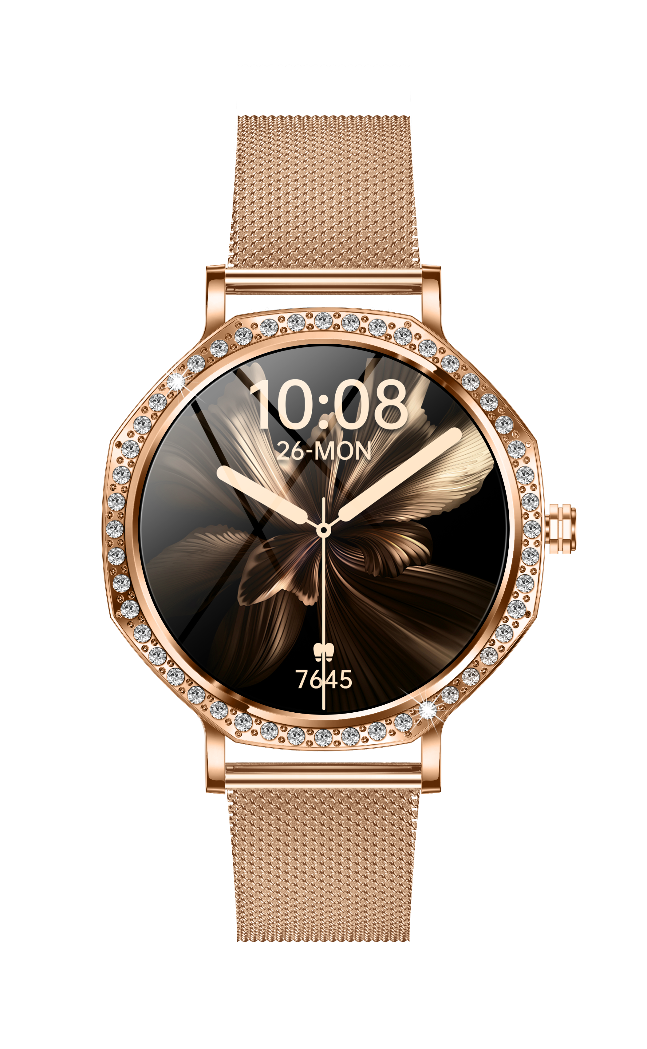 Luxury Ladies Smart Watch with Diamond Bezel, AMOLED Display, AI Voice Assistant & Call Function