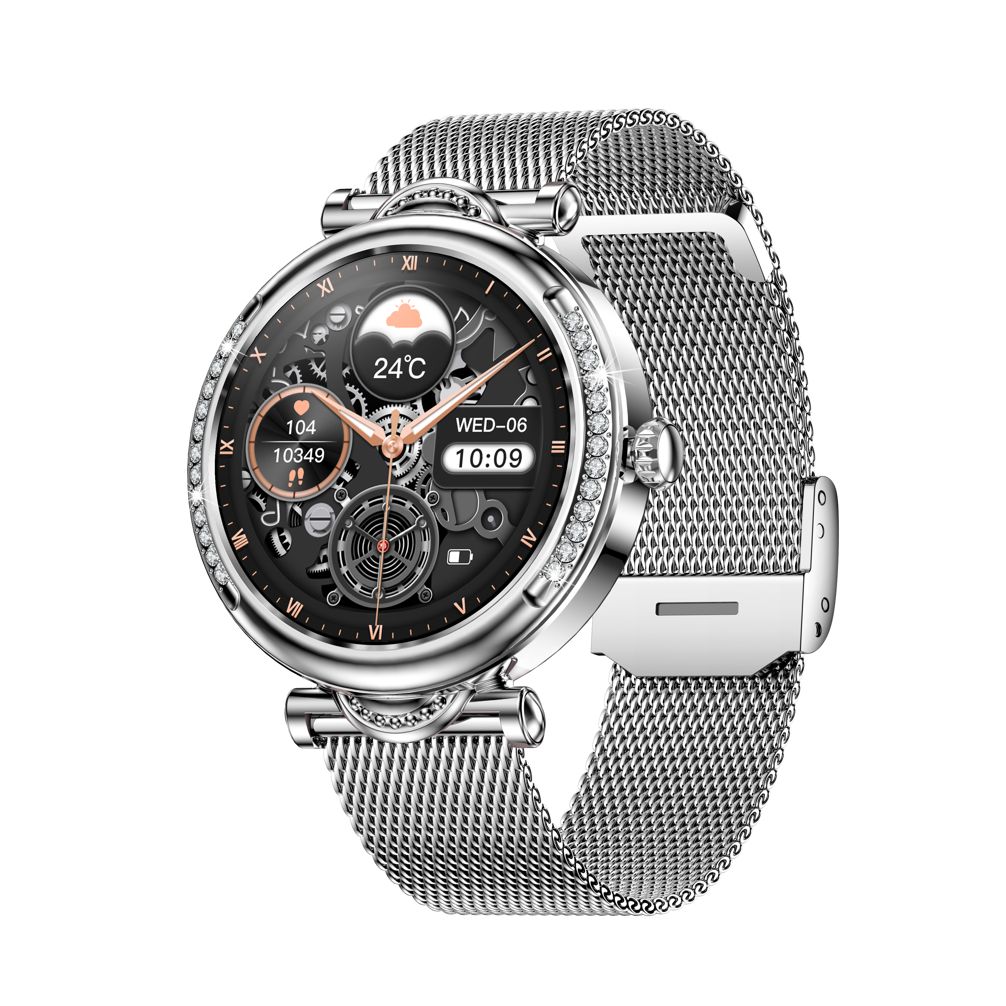 Luxury Diamond Women Smart Watch – 1.27” HD, Bluetooth Call, 100+ Sports Modes, IP68 Waterproof