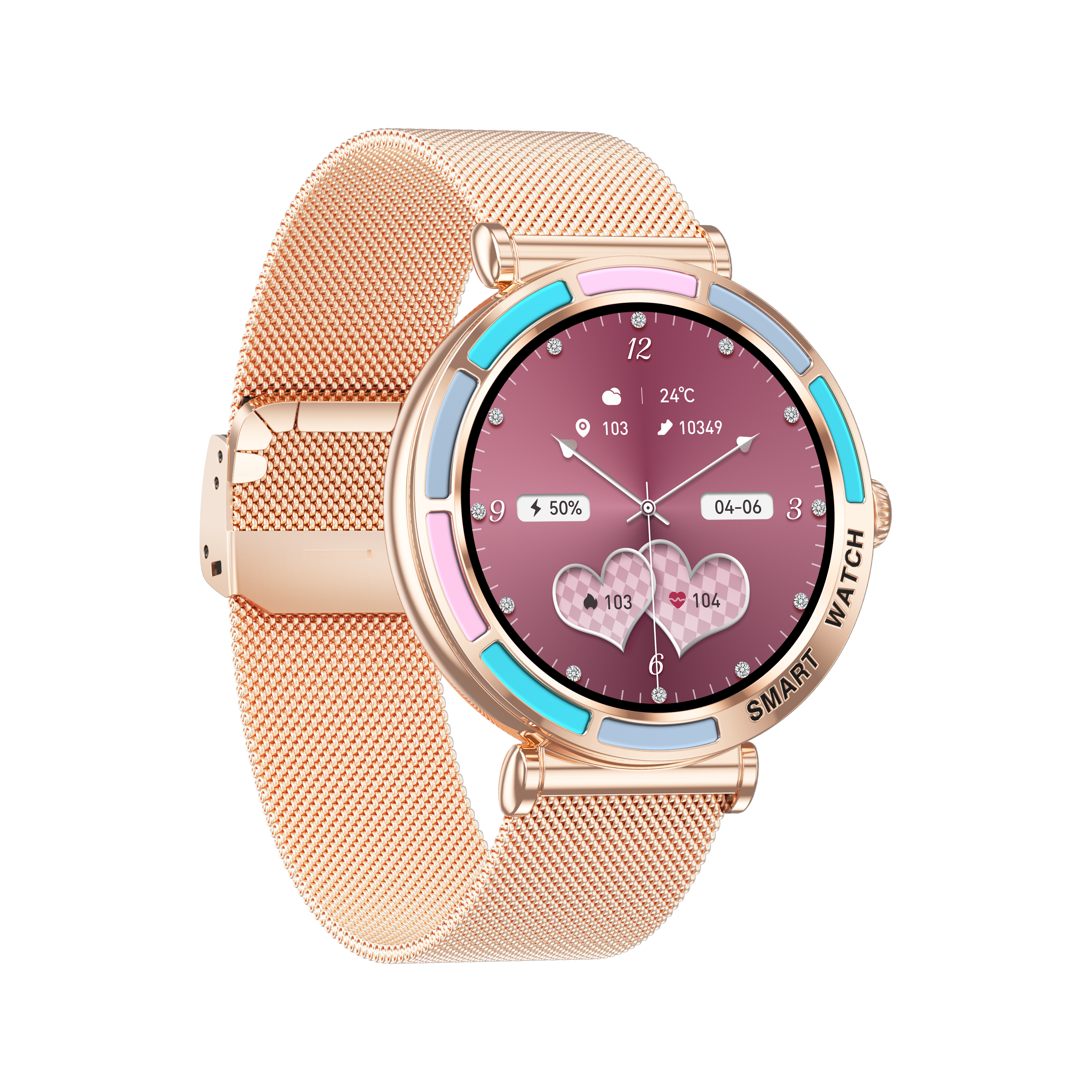 Luxury Women's Round Smartwatch with Petal Bezel, 1.27