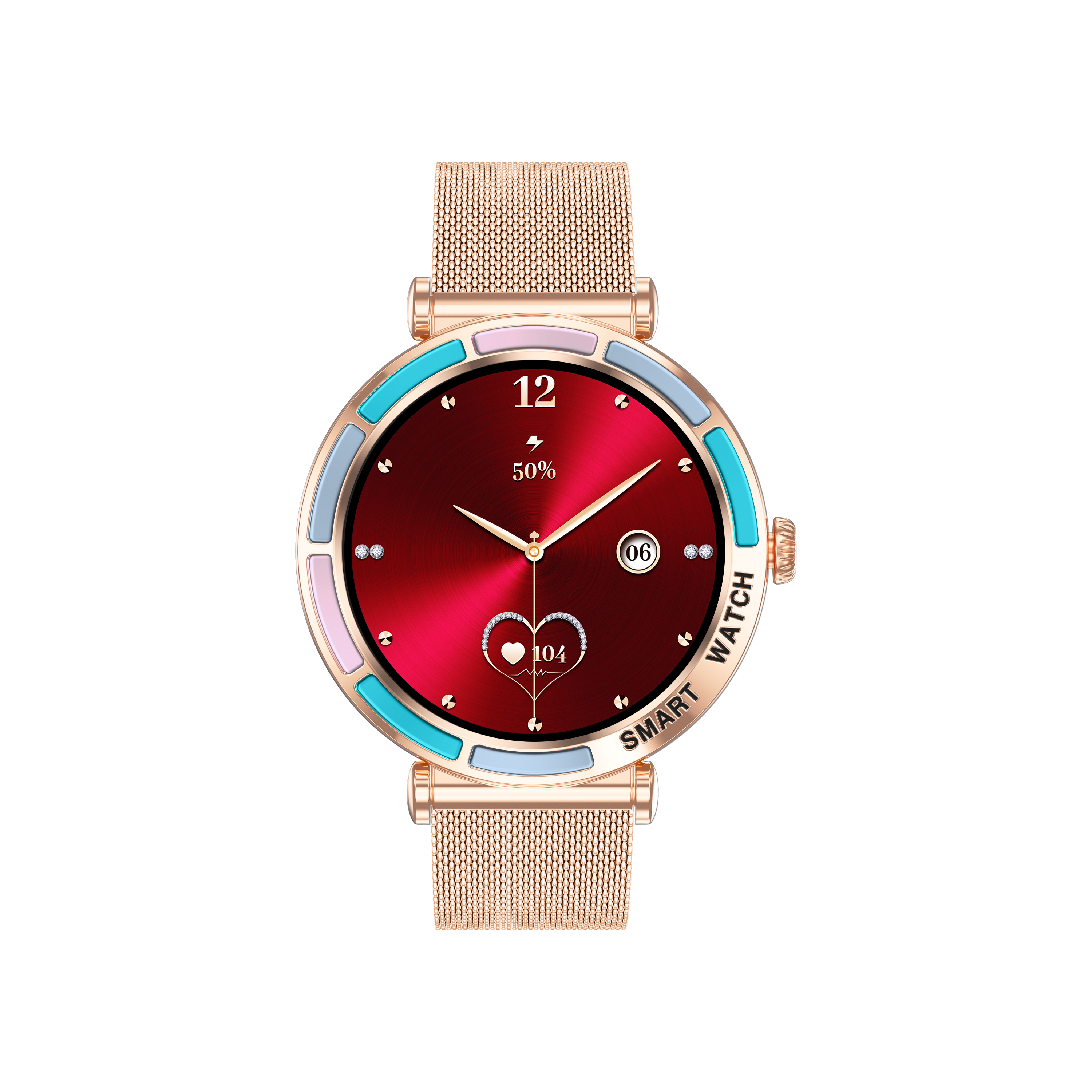 Luxury Women's Round Smartwatch with Petal Bezel, 1.27