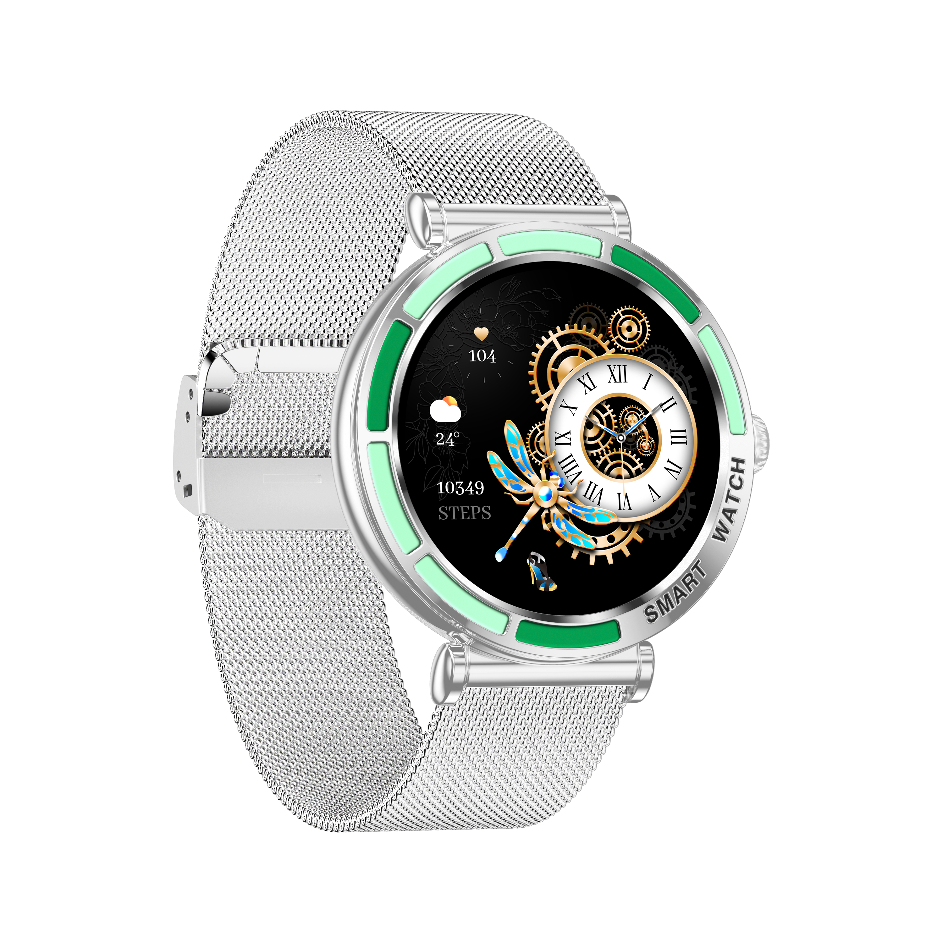 Luxury Ladies Round Smartwatch with Call Function, IP68 Waterproof, Zinc Alloy Case