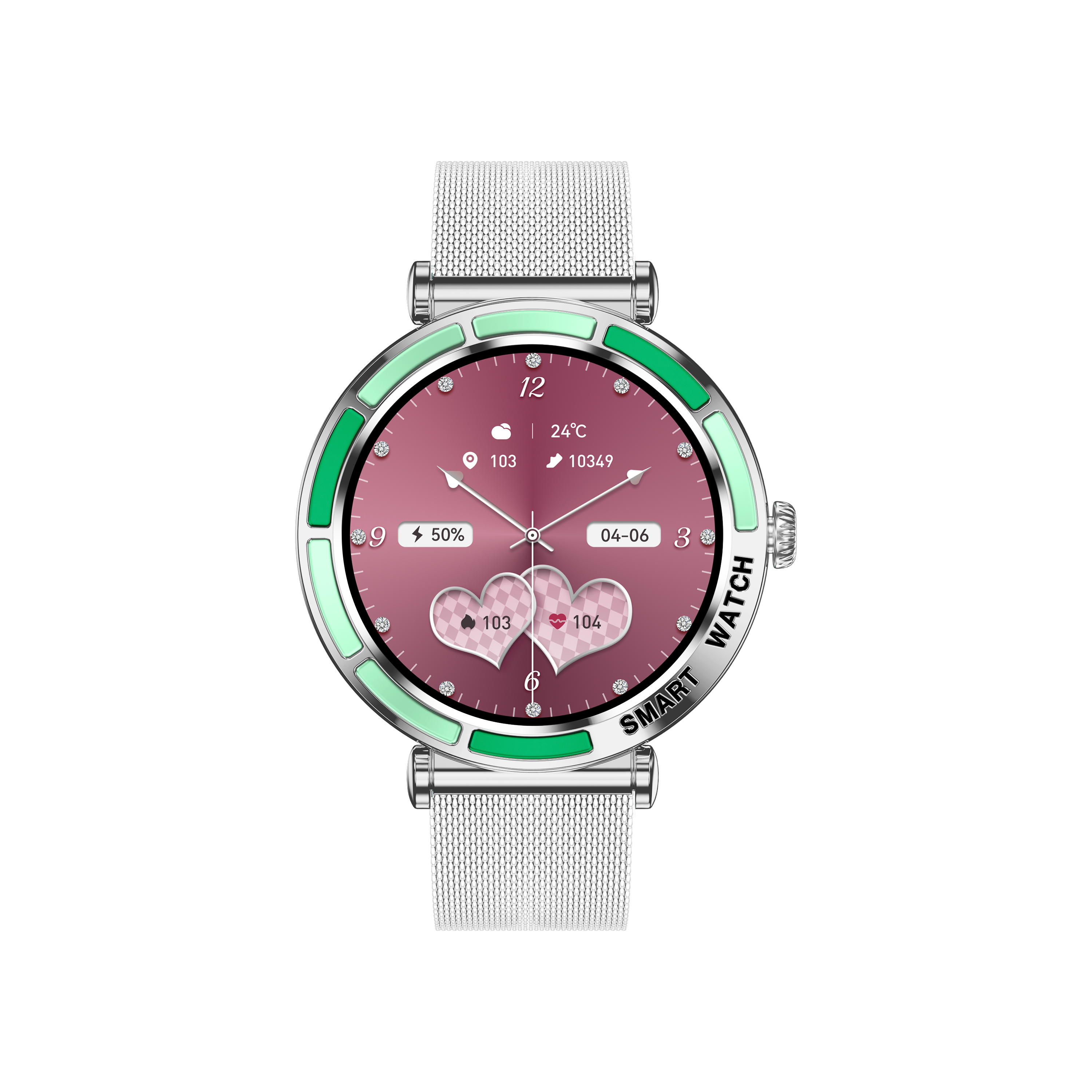 Luxury Ladies Round Smartwatch with Call Function, IP68 Waterproof, Zinc Alloy Case