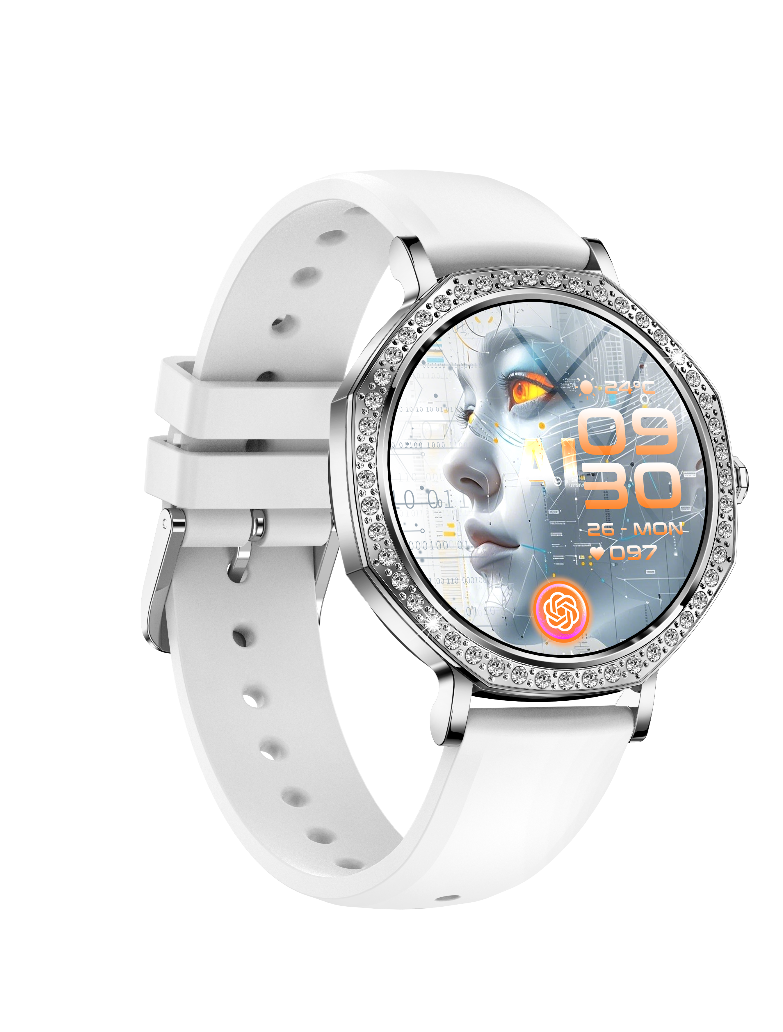 Luxury Diamond Slim AMOLED Women's Smart Watch with AI Voice and Call Function
