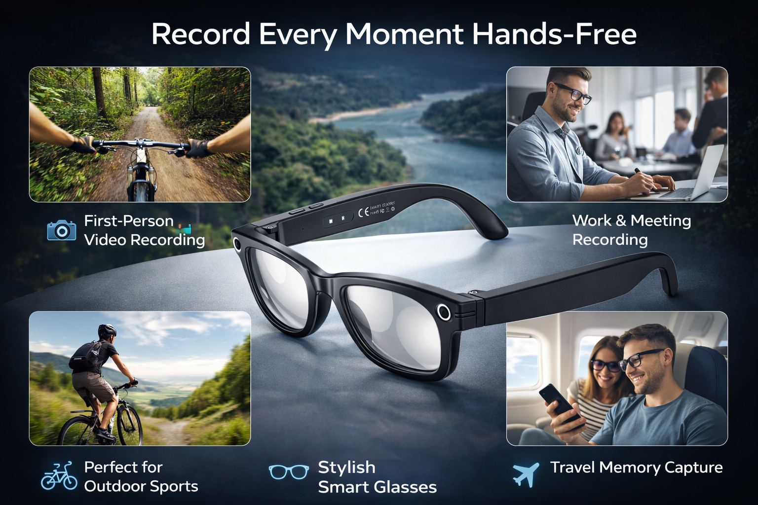 Morrison AI Camera Smart Glasses 8MP OIS WiFi Photo Transfer Bluetooth Call UV400 AI Voice Assistant