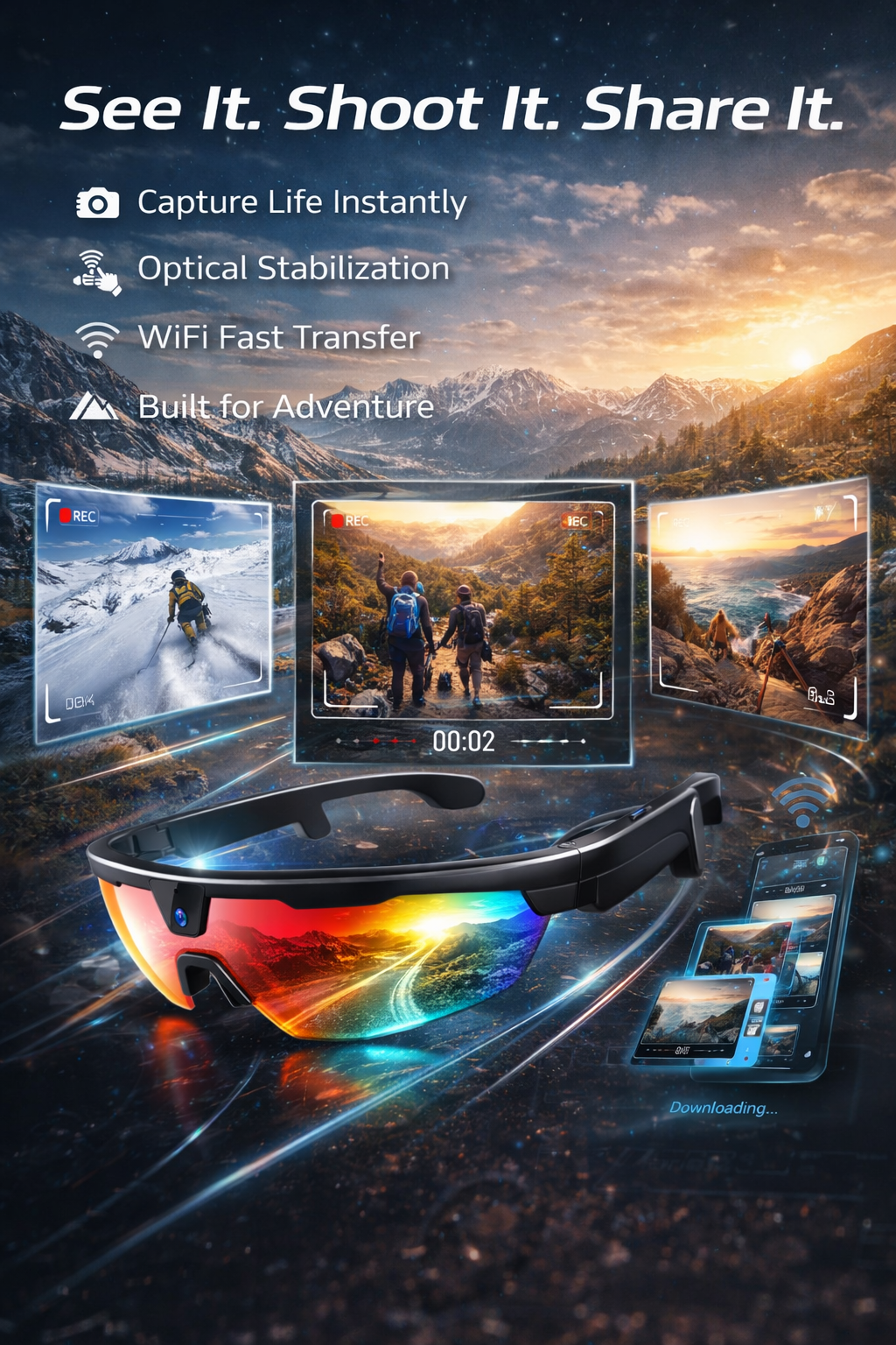 Morrison AI Smart Glasses 8MP HD Camera UV400 Outdoor Cycling Ski Bluetooth Voice Control Glasses