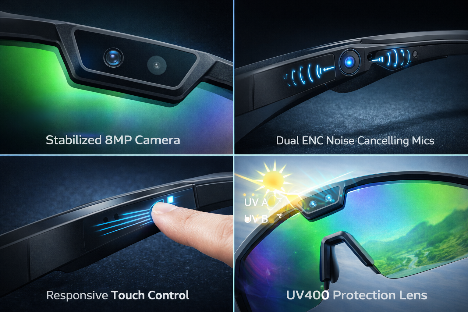 New Gen AI Smart Glasses with HD POV Camera Bluetooth Voice Control for Cycling Skiing Vlog