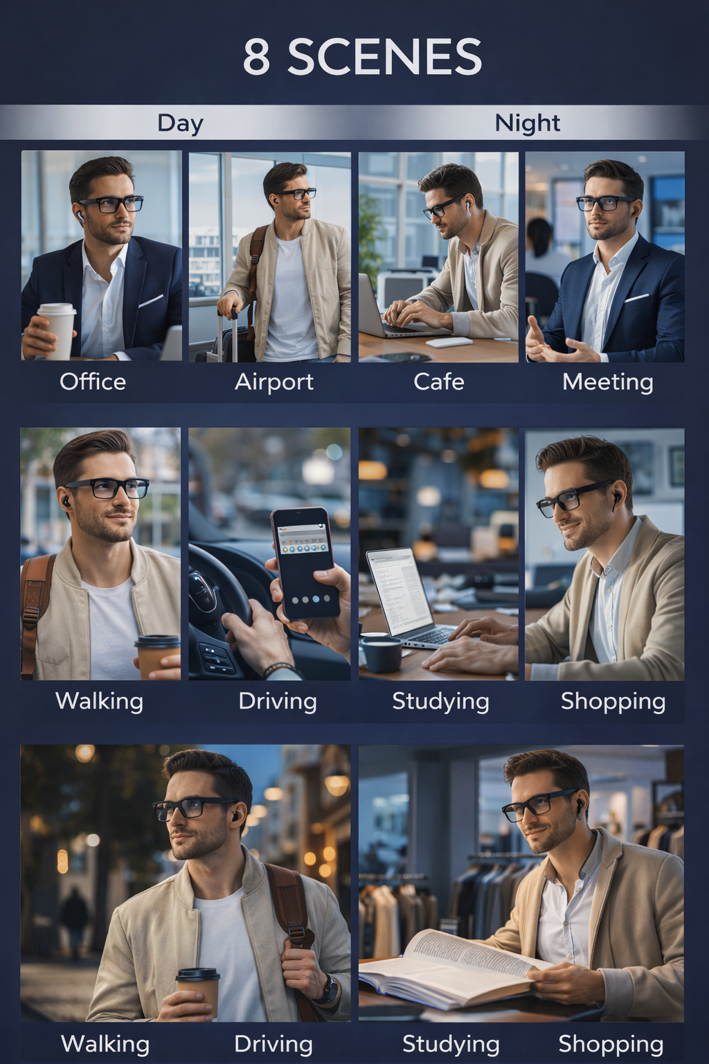 Morrison Portable Bluetooth HD POV Video Shooting Vlog AI Smart Glasses 8MP Camera Anti Shake WiFi